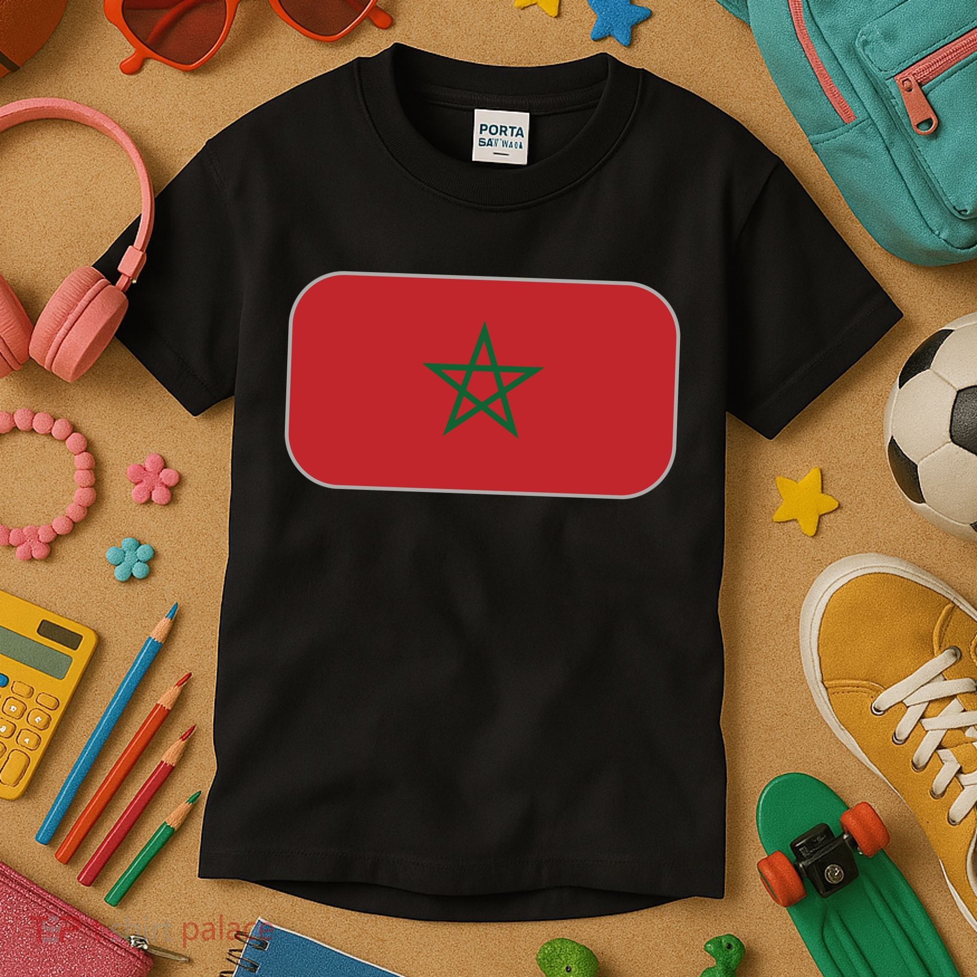 Morocco Soccer Moroccan Flag Kids T-Shirt