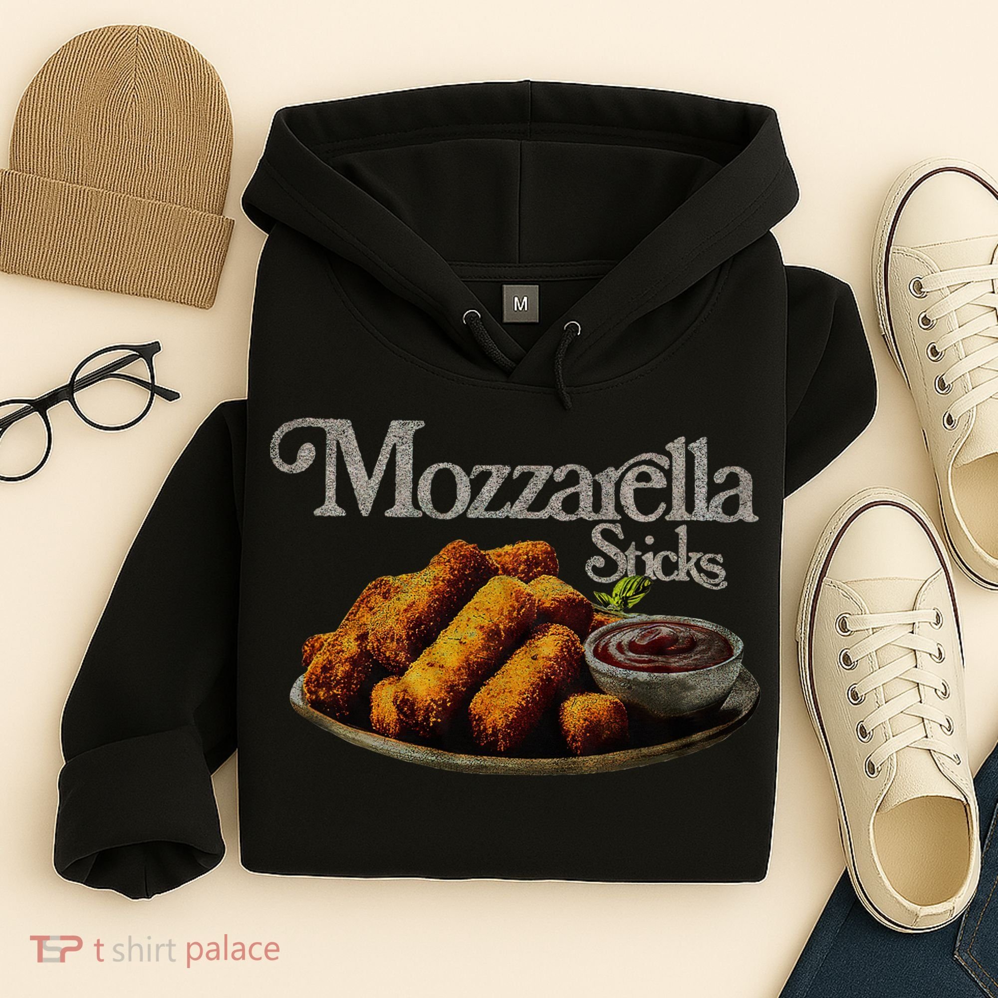 Mozzarella Sticks 90S  Mozzarella Stick Lover Bread Hoodie