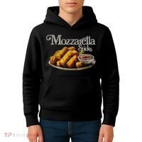 Mozzarella Sticks 90s Mozzarella Stick Lover Bread Kids Hoodie thumb 4