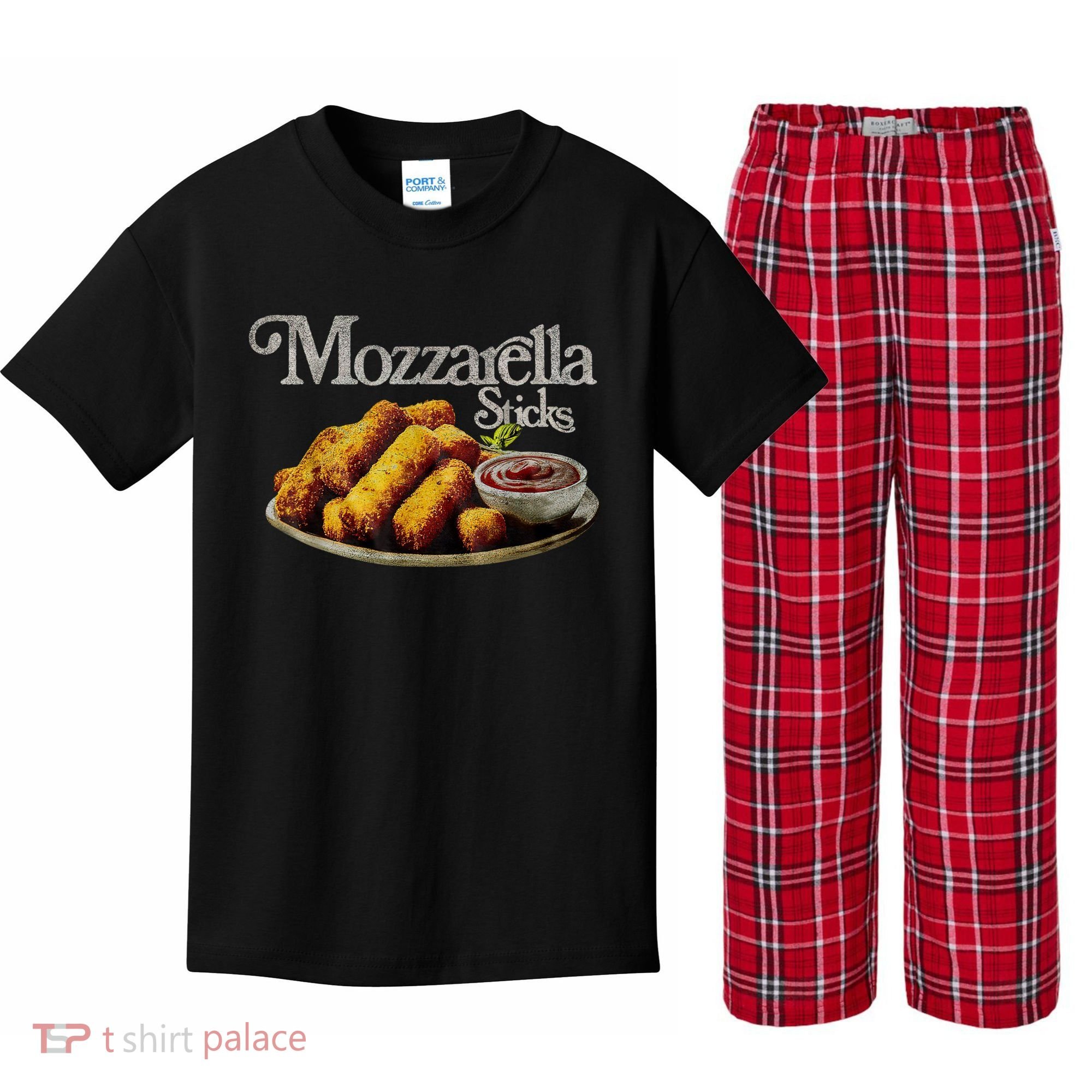 Mozzarella Sticks 90s Mozzarella Stick Lover Bread Kids Plaid Pajama Set