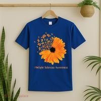 Multiple Sclerosis Awareness Ribbon Flower Ms Hope Fighter Gift T-Shirt thumb 2