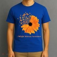 Multiple Sclerosis Awareness Ribbon Flower Ms Hope Fighter Gift T-Shirt thumb 3