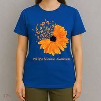 Multiple Sclerosis Awareness Ribbon Flower Ms Hope Fighter Gift T-Shirt thumb 4