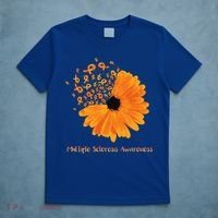 Multiple Sclerosis Awareness Ribbon Flower Ms Hope Fighter Gift T-Shirt thumb 5