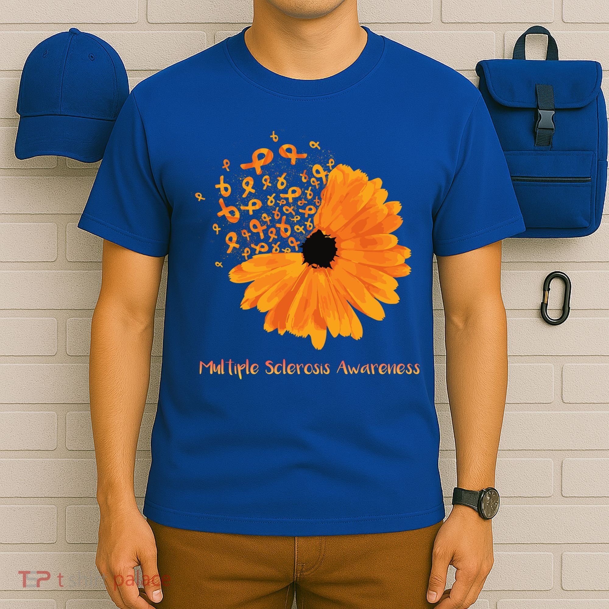 Multiple Sclerosis Awareness Ribbon Flower Ms Hope Fighter Gift T-Shirt