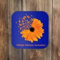 Multiple Sclerosis Awareness Ribbon Flower Ms Hope Fighter Gift Coaster thumb 0