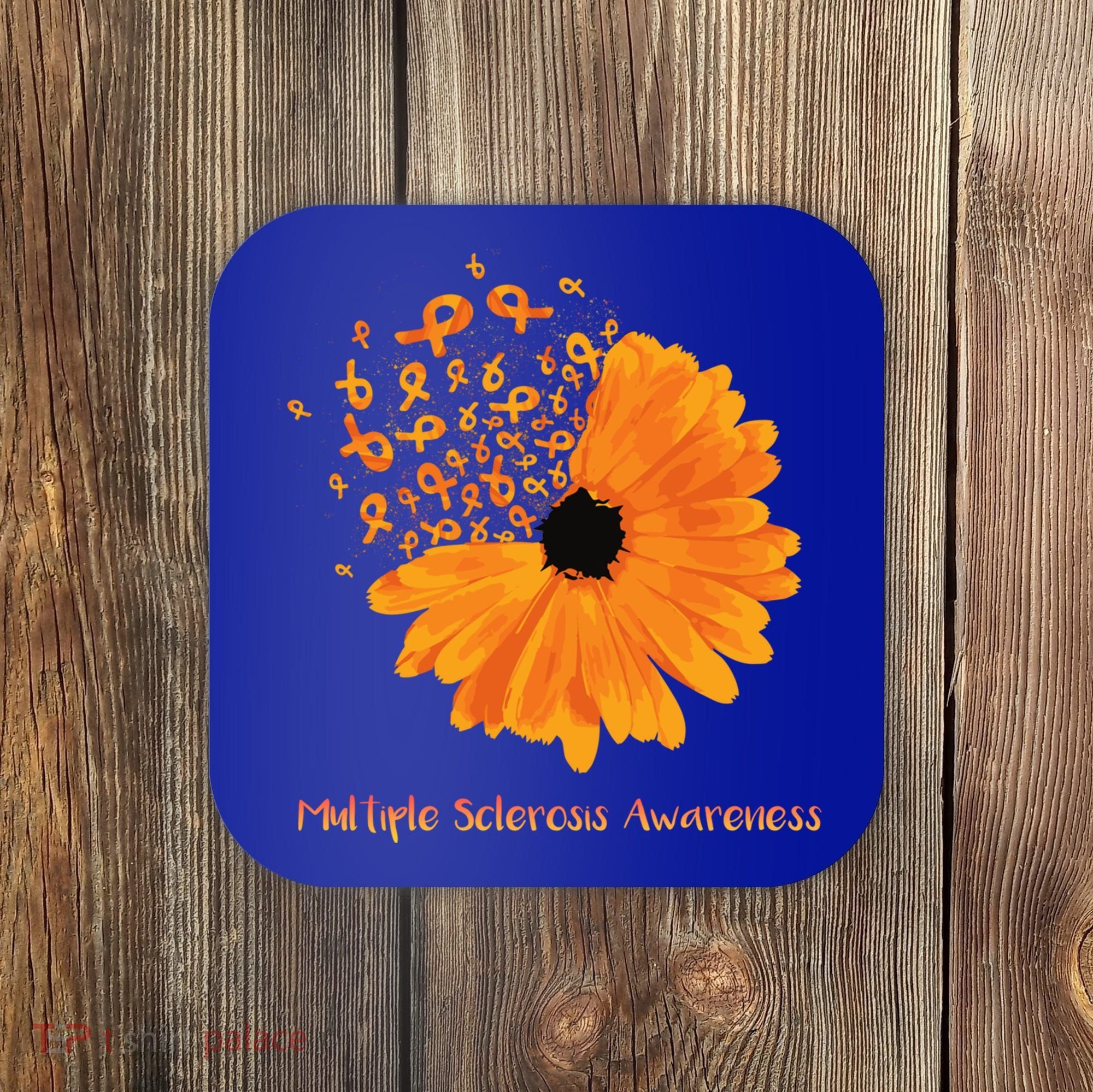 Multiple Sclerosis Awareness Ribbon Flower Ms Hope Fighter Gift Coaster