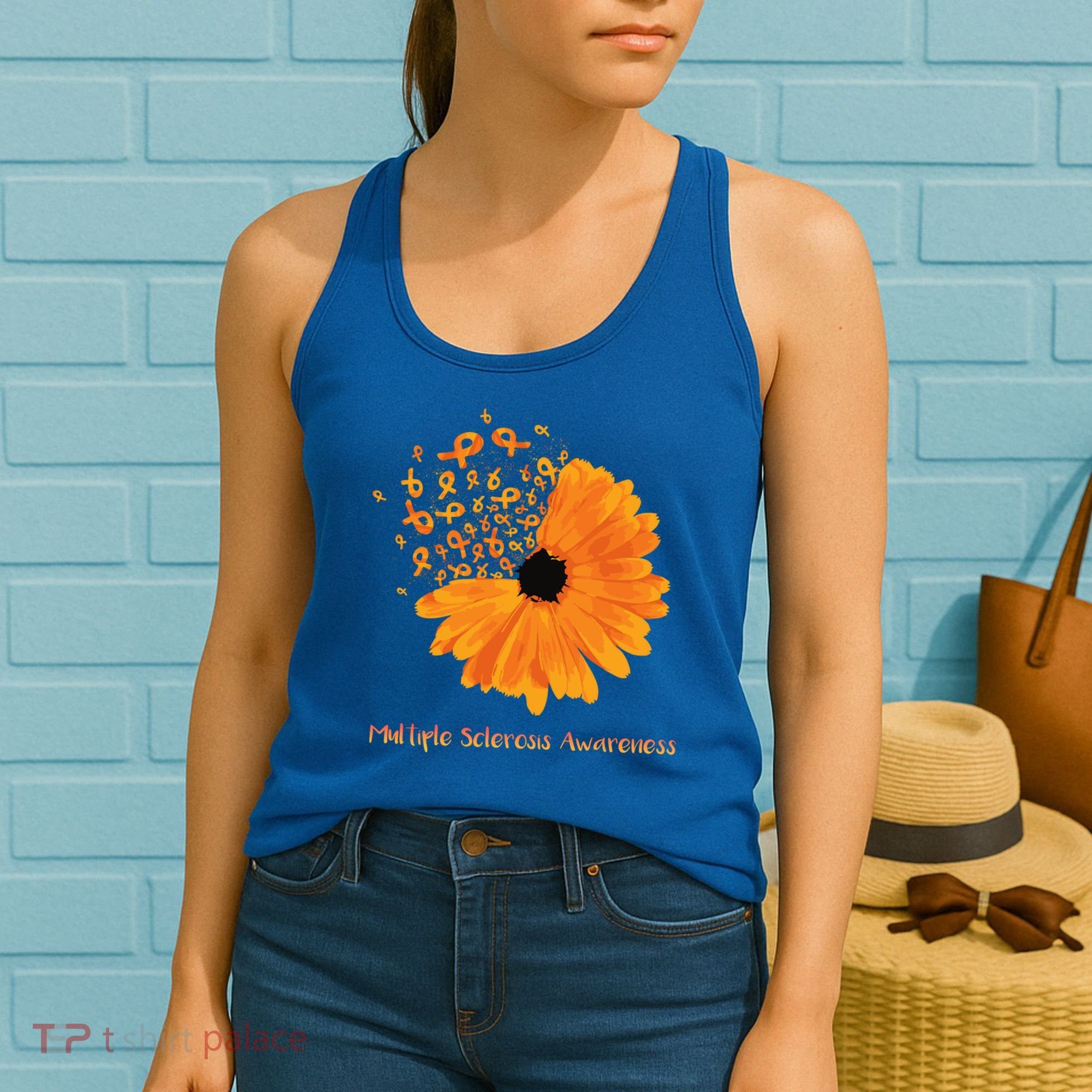 Multiple Sclerosis Awareness Ribbon Flower Ms Hope Fighter Gift Women's Tank Top