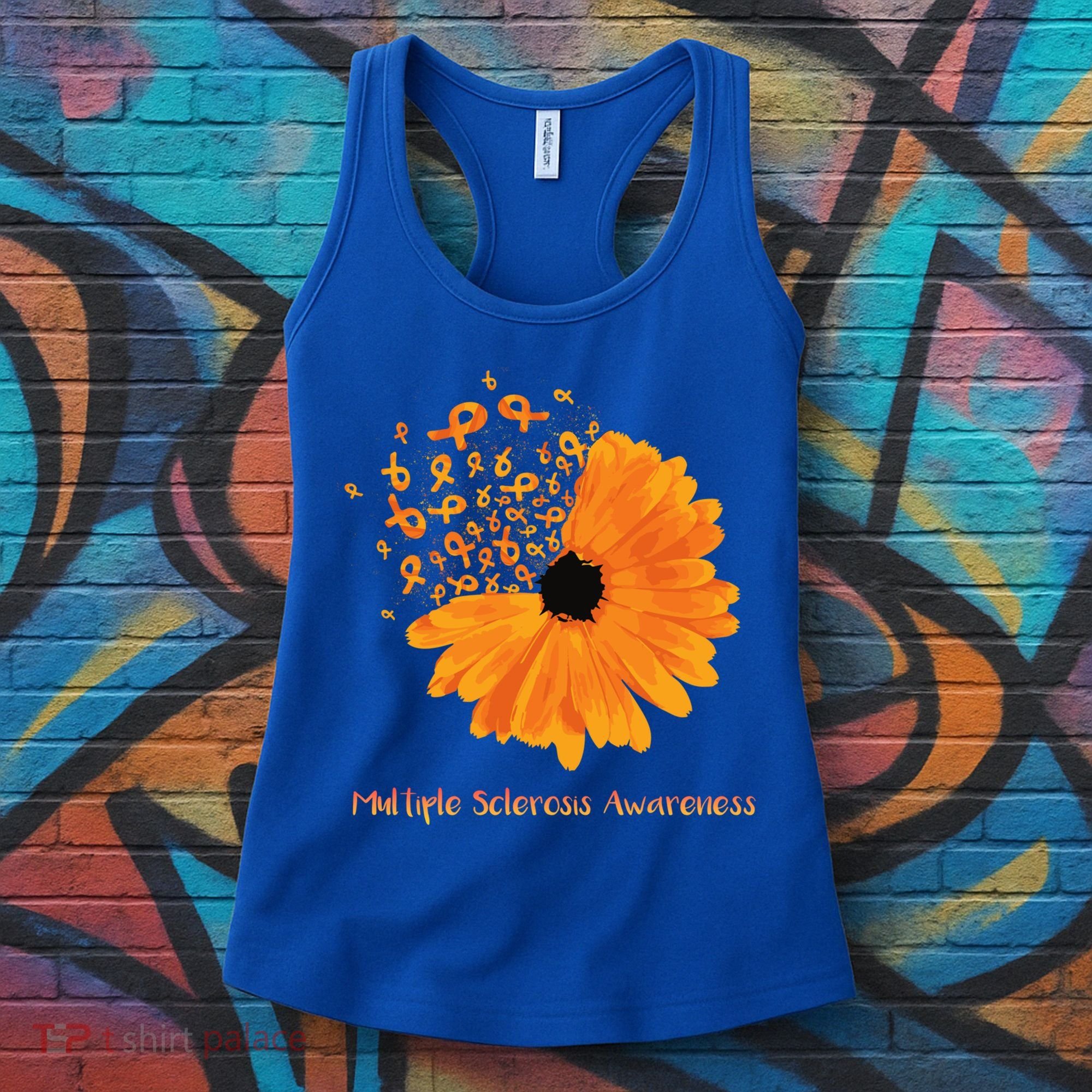 Multiple Sclerosis Awareness Ribbon Flower Ms Hope Fighter Gift Women's Tank Top
