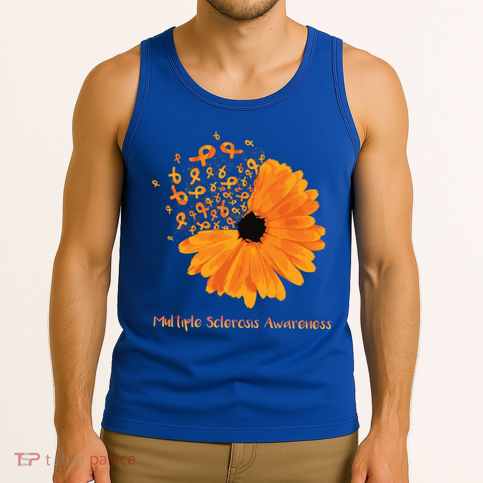 Multiple Sclerosis Awareness Ribbon Flower Ms Hope Fighter Gift Tank Top