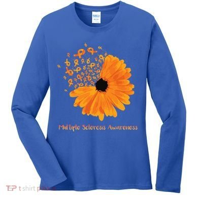 Multiple Sclerosis Awareness Ribbon Flower Ms Hope Fighter Gift Women's Long Sleeve Shirt