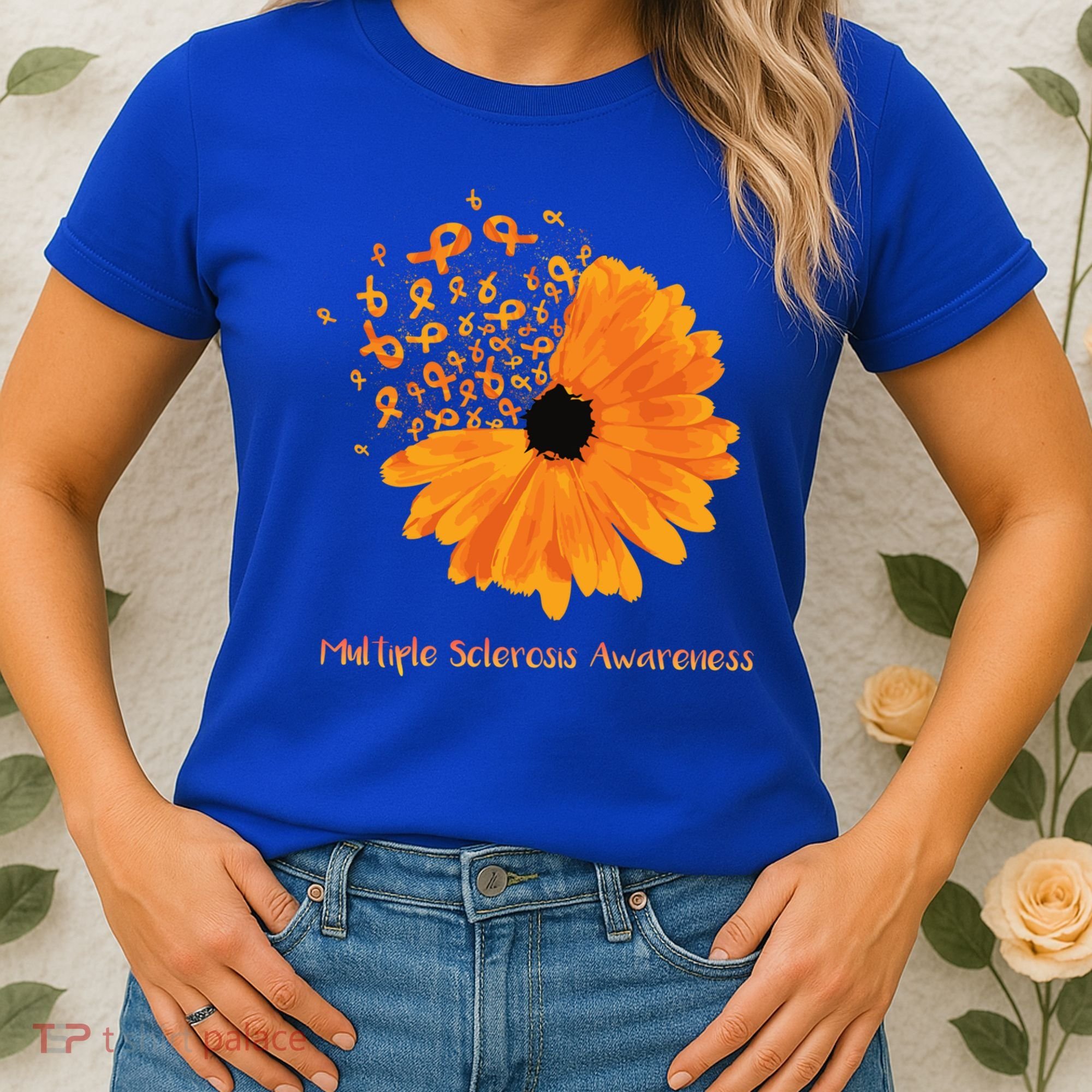 Multiple Sclerosis Awareness Ribbon Flower Ms Hope Fighter Gift Women's T-Shirt