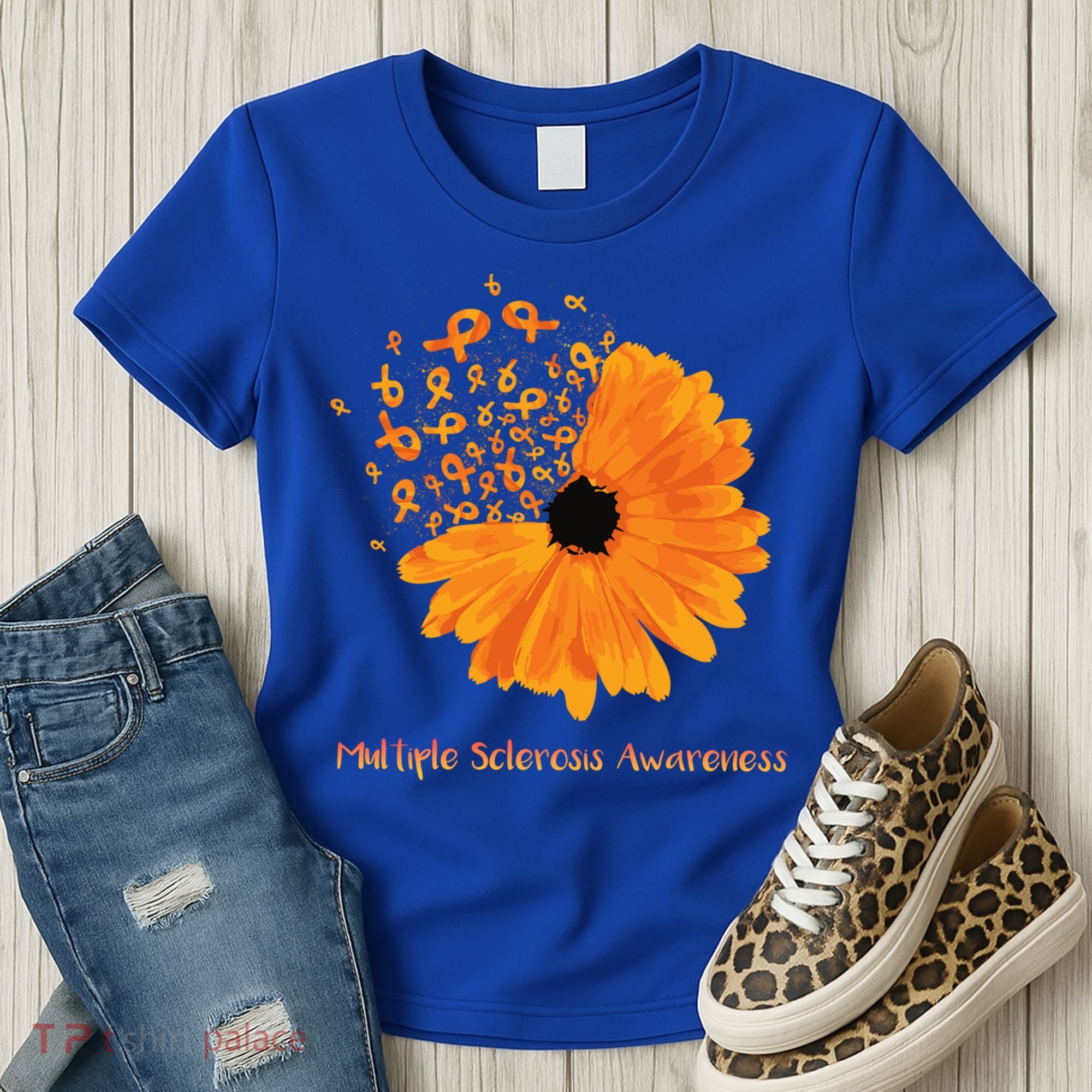 Multiple Sclerosis Awareness Ribbon Flower Ms Hope Fighter Gift Women's T-Shirt