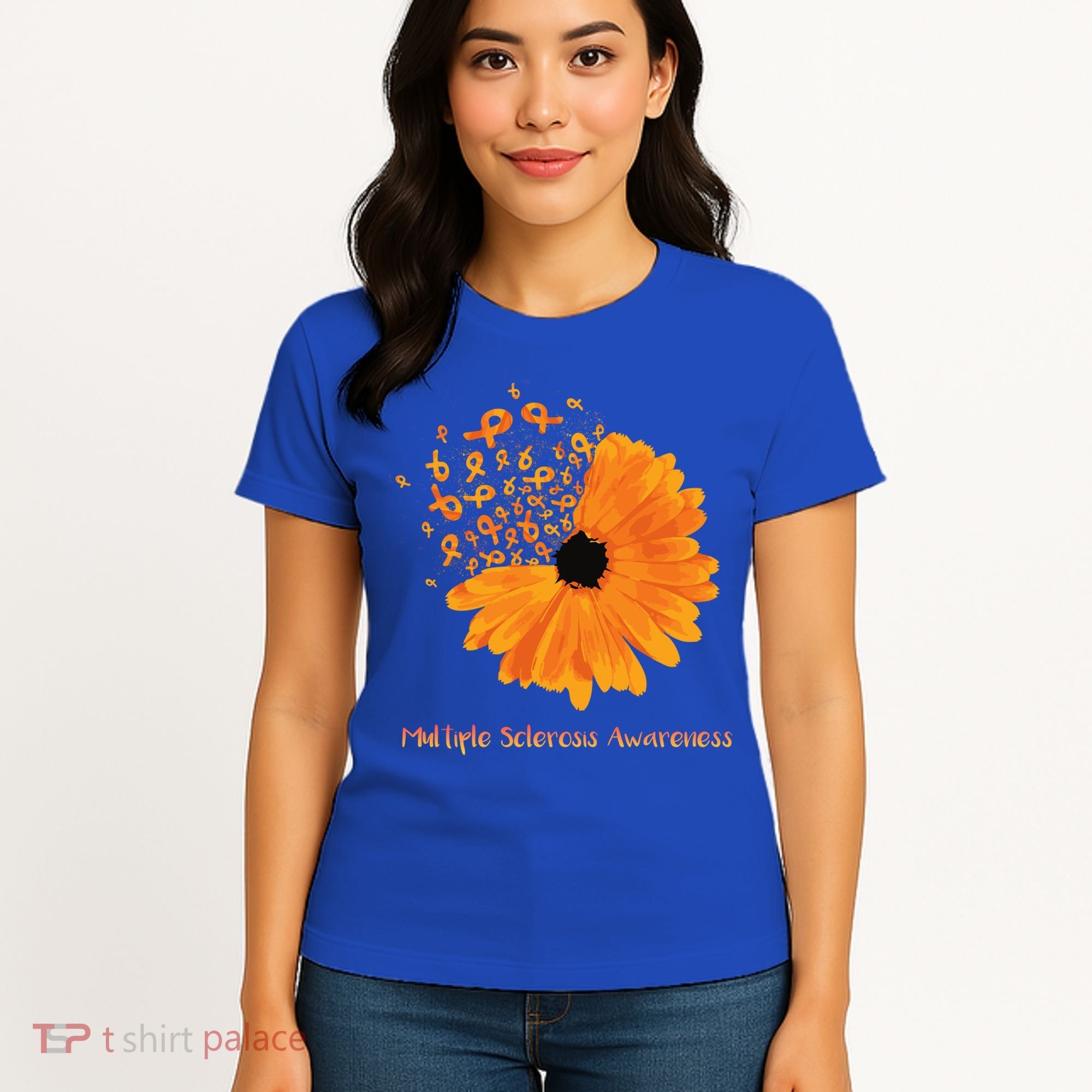 Multiple Sclerosis Awareness Ribbon Flower Ms Hope Fighter Gift Women's T-Shirt