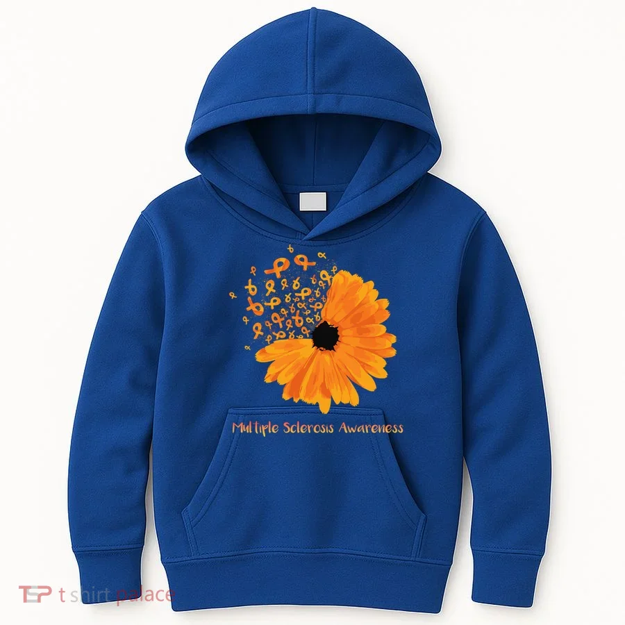 Multiple Sclerosis Awareness Ribbon Flower Ms Hope Fighter Gift Kids Hoodie