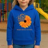 Multiple Sclerosis Awareness Ribbon Flower Ms Hope Fighter Gift Kids Hoodie thumb 3