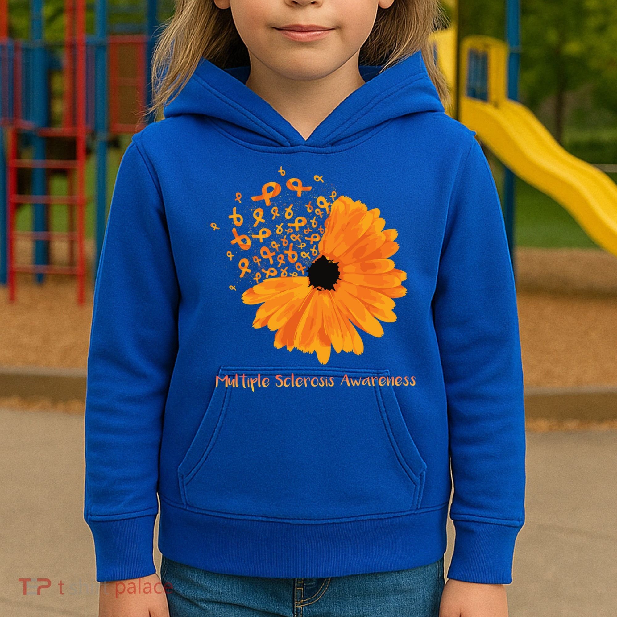 Multiple Sclerosis Awareness Ribbon Flower Ms Hope Fighter Gift Kids Hoodie