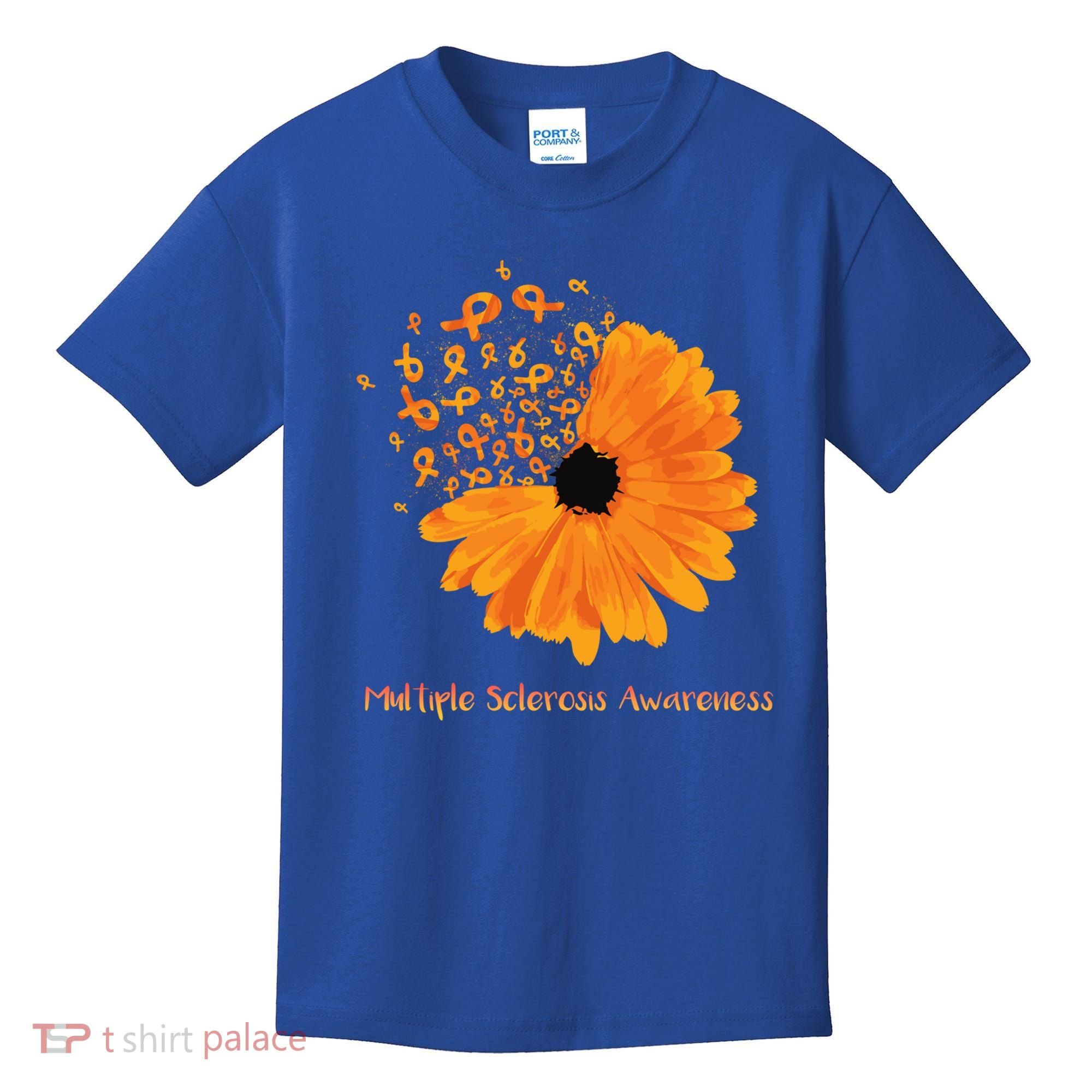 Multiple Sclerosis Awareness Ribbon Flower Ms Hope Fighter Gift Kids T-Shirt