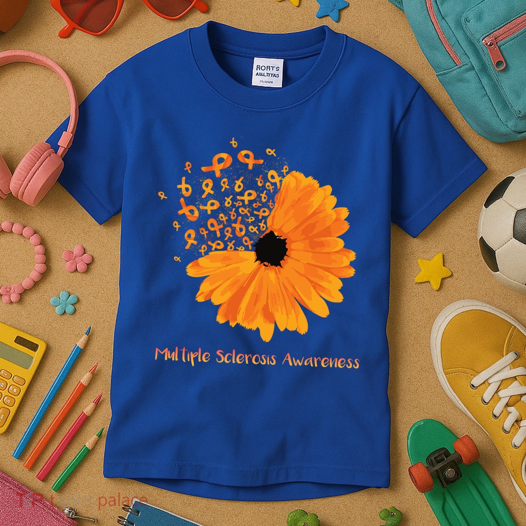 Multiple Sclerosis Awareness Ribbon Flower Ms Hope Fighter Gift Kids T-Shirt