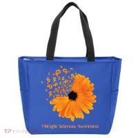 Multiple Sclerosis Awareness Ribbon Flower Ms Hope Fighter Gift Tote Bag thumb 0