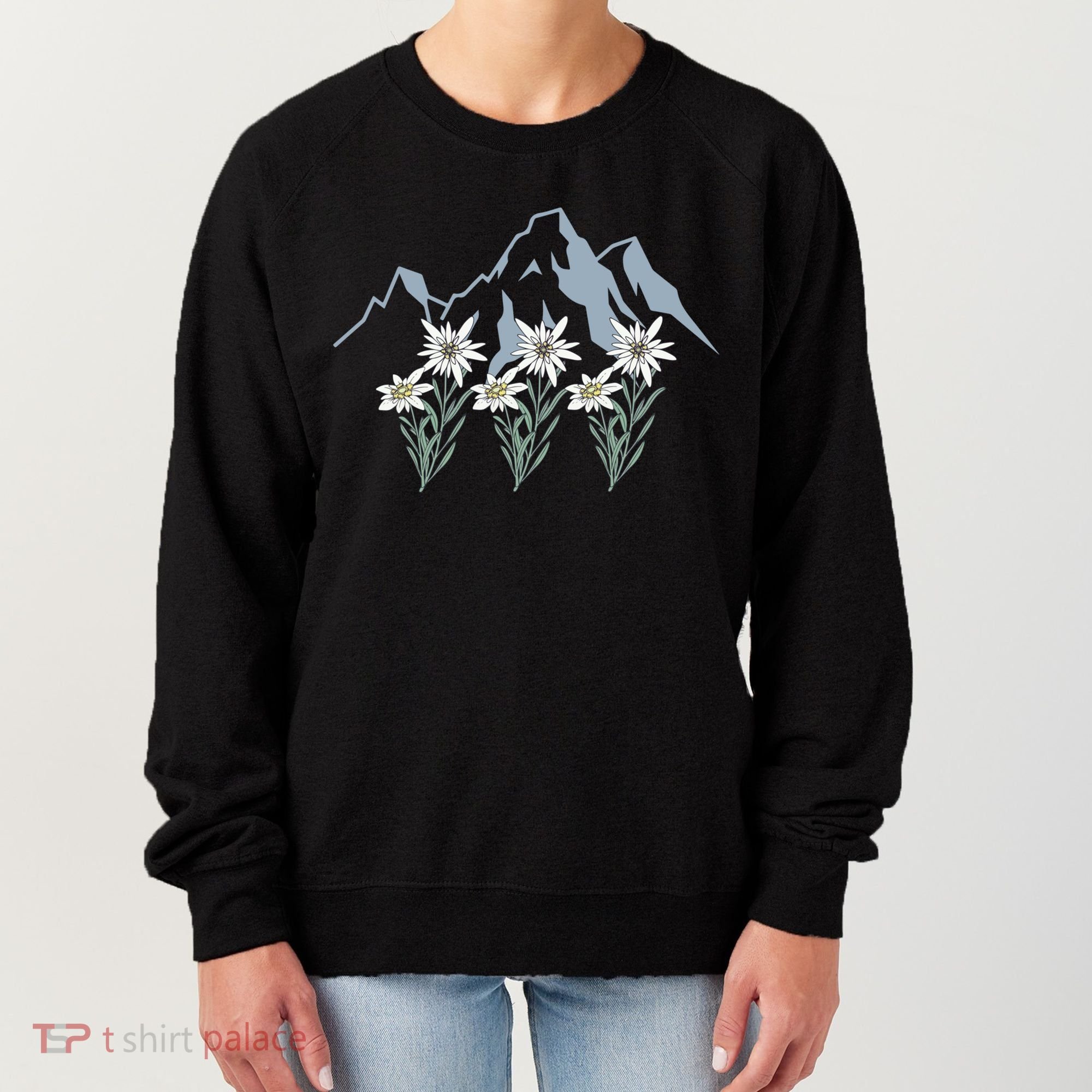 Mountains Switzerland Alps Edelweiss Basket Alpine Flower Gift Women's Sweatshirt