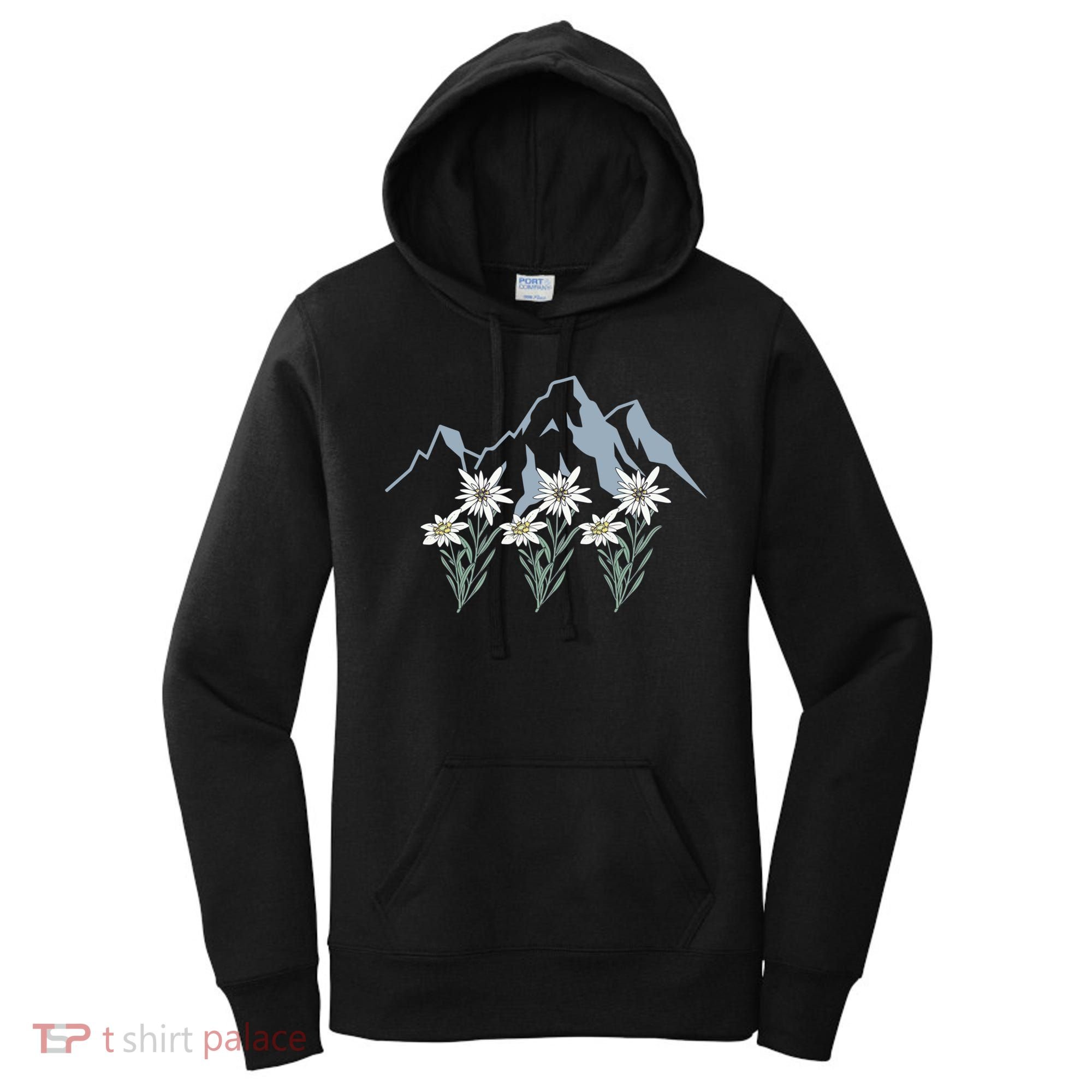 Mountains Switzerland Alps Edelweiss Basket Alpine Flower Gift Women's Hoodie