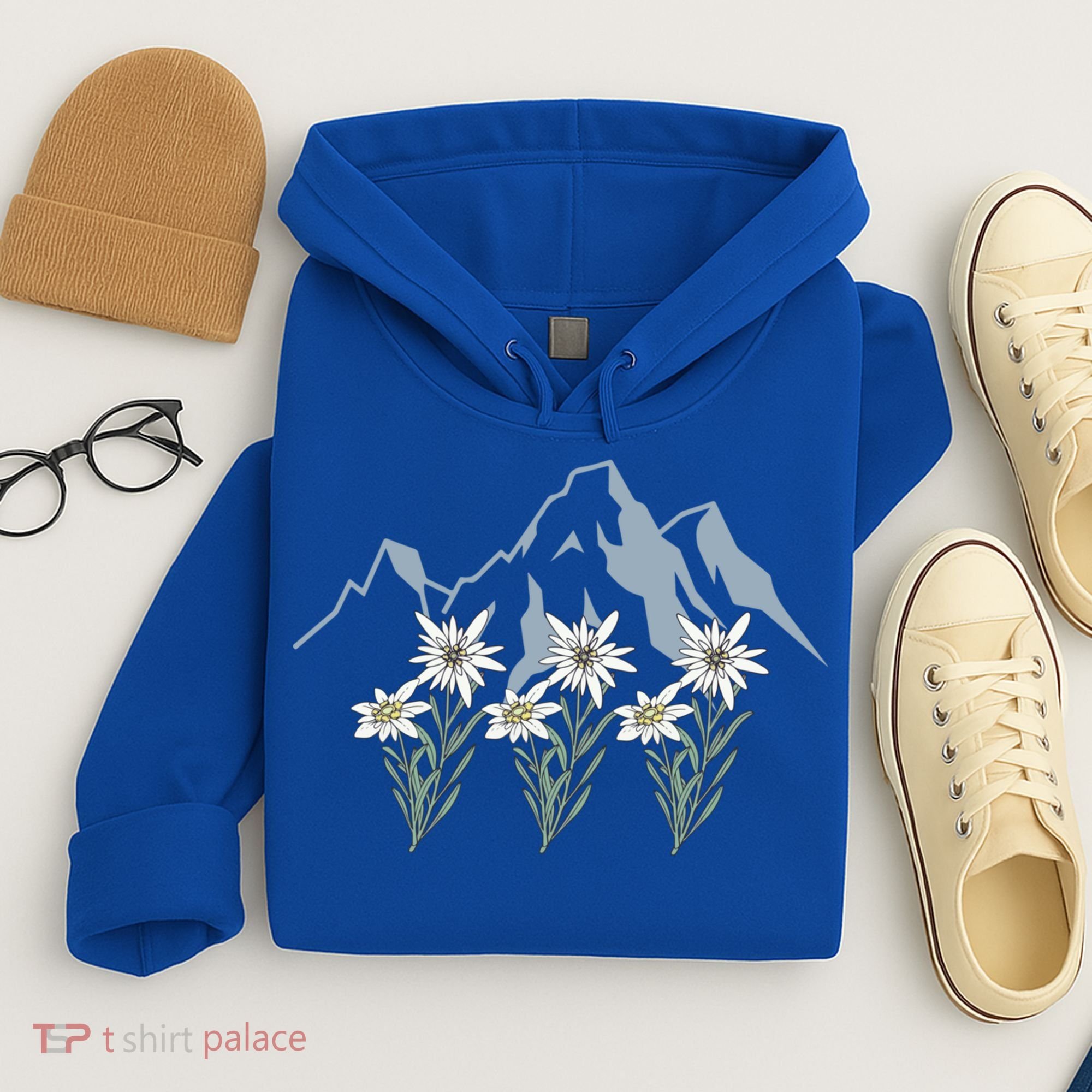 Mountains Switzerland Alps Edelweiss Basket Alpine Flower Gift Hoodie