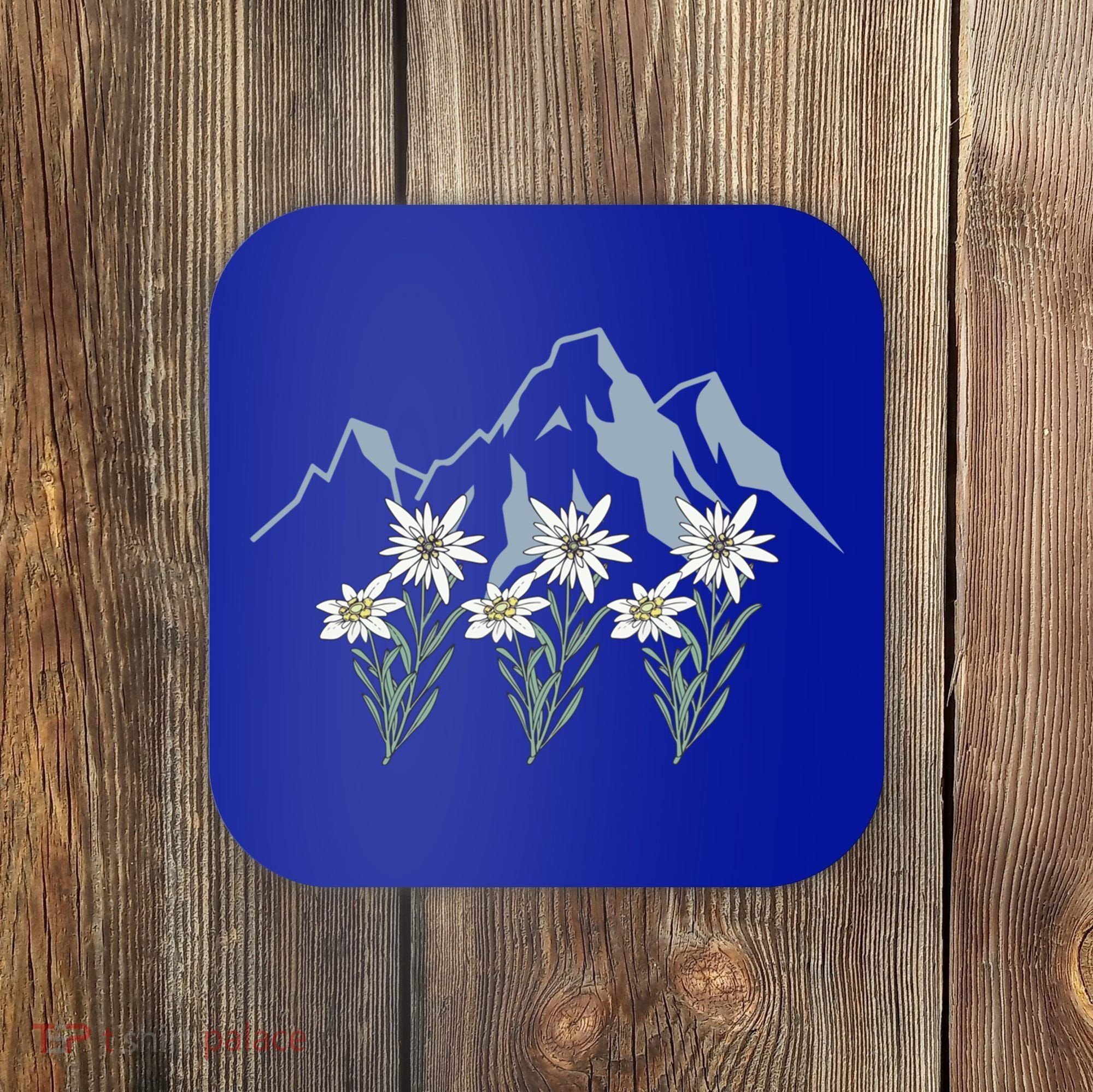 Mountains Switzerland Alps Edelweiss Basket Alpine Flower Gift Coaster