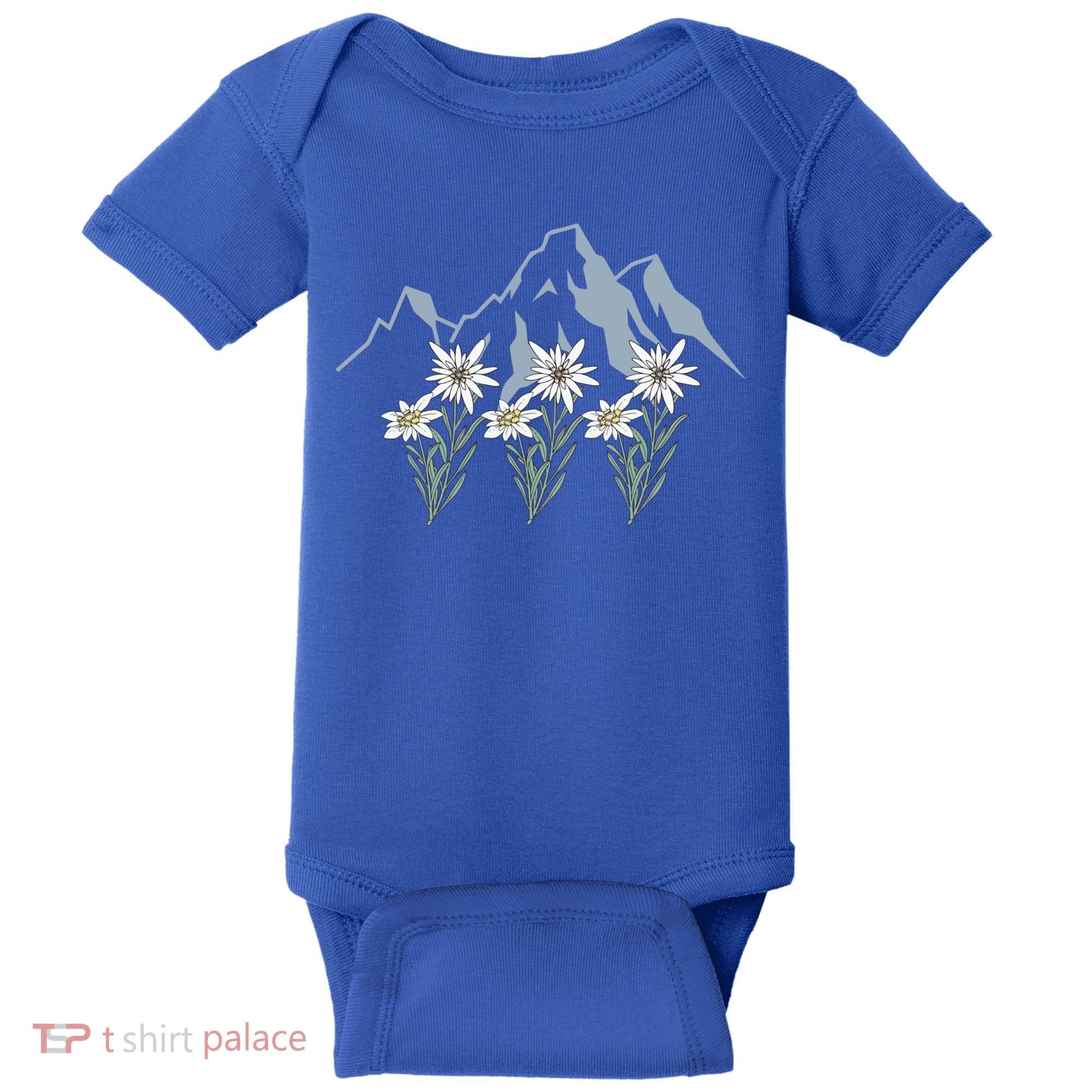 Mountains Switzerland Alps Edelweiss Basket Alpine Flower Gift Baby Bodysuit
