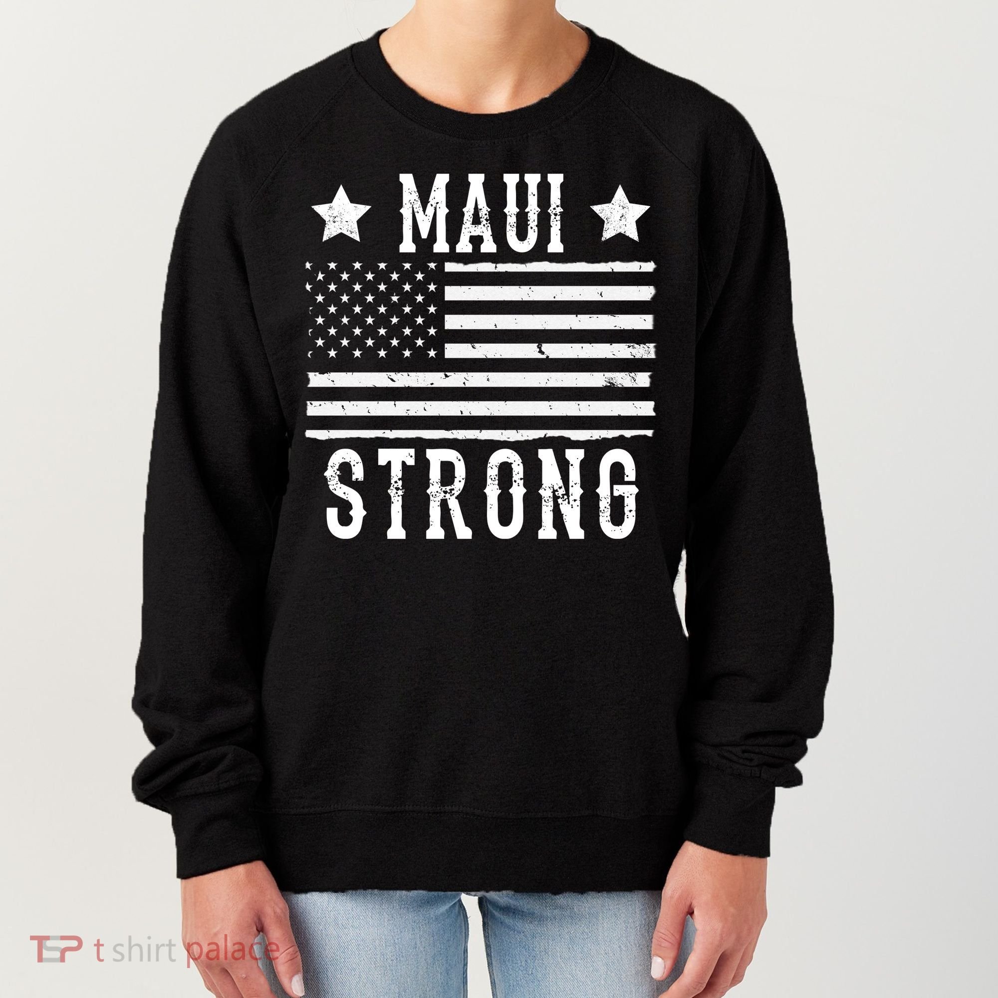 Maui Strong American Flag Women's Sweatshirt