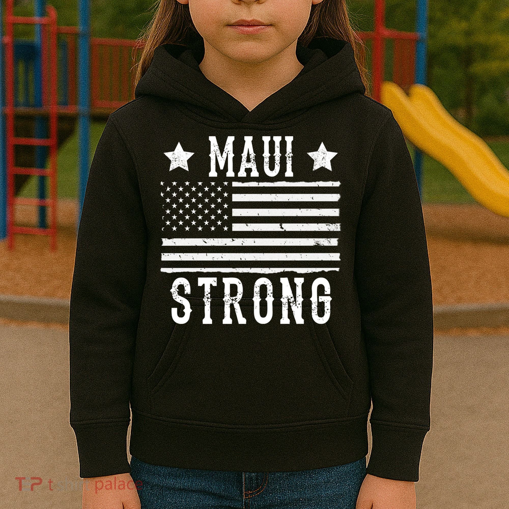 Maui Strong American Flag Kids Hoodie