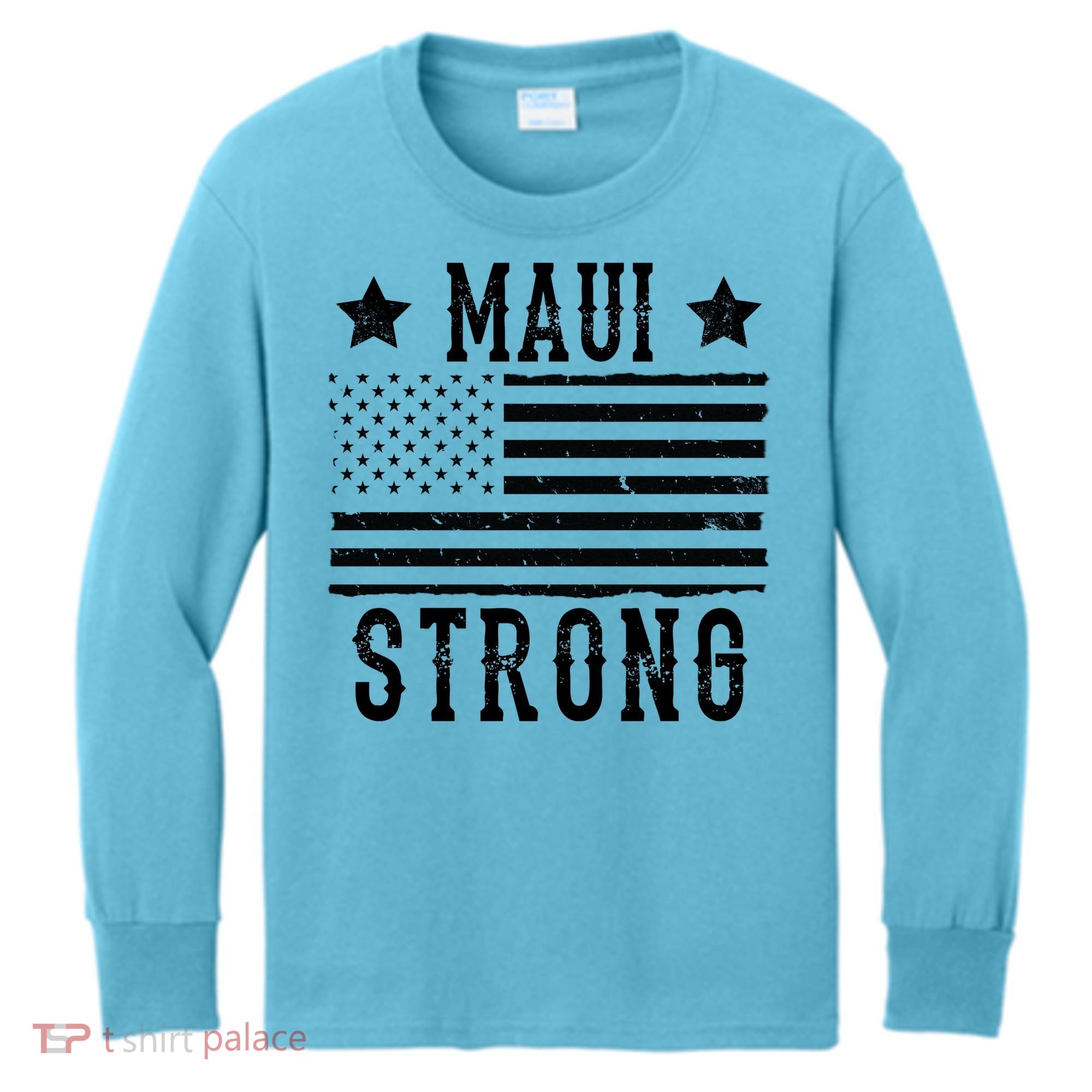 Maui Strong American Flag Kids Long Sleeve Shirt