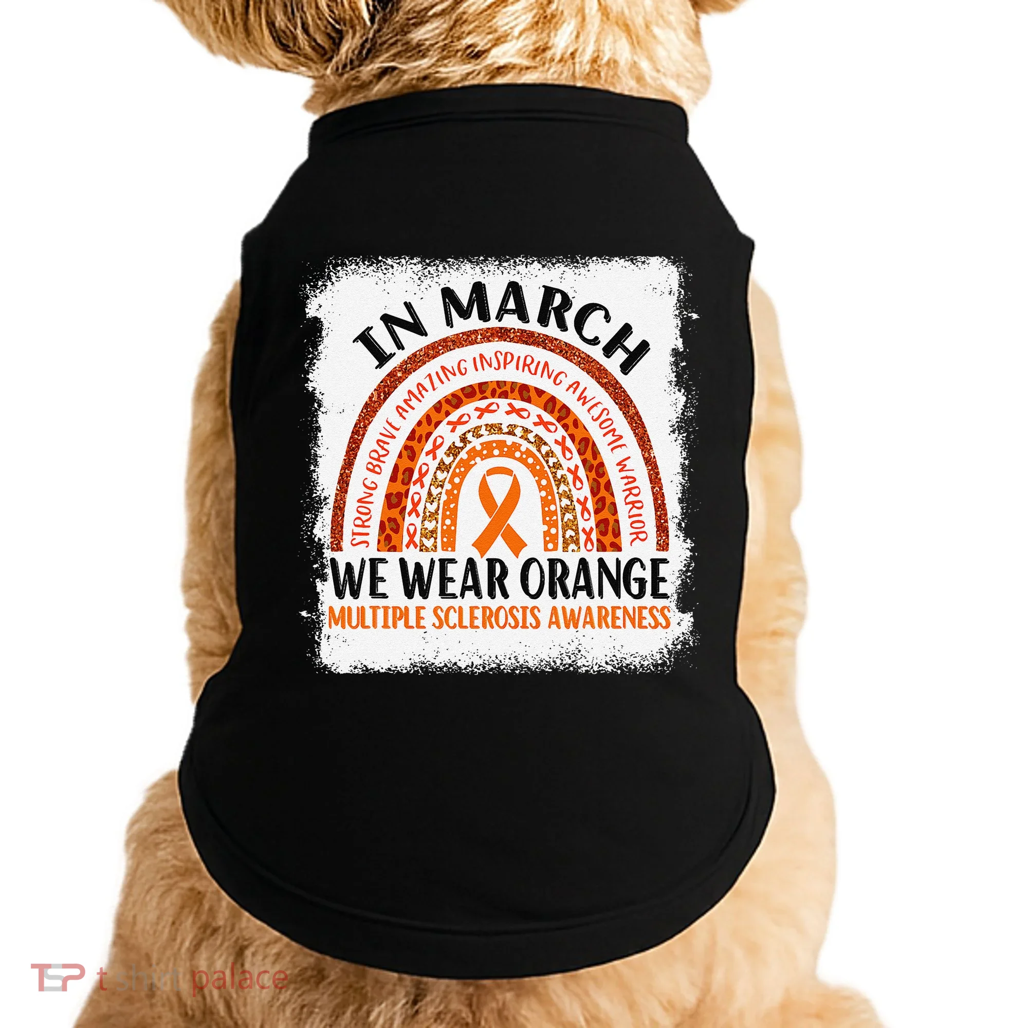 Multiple Sclerosis Awareness Ms Rainbow We Wear Orange Doggie Tank