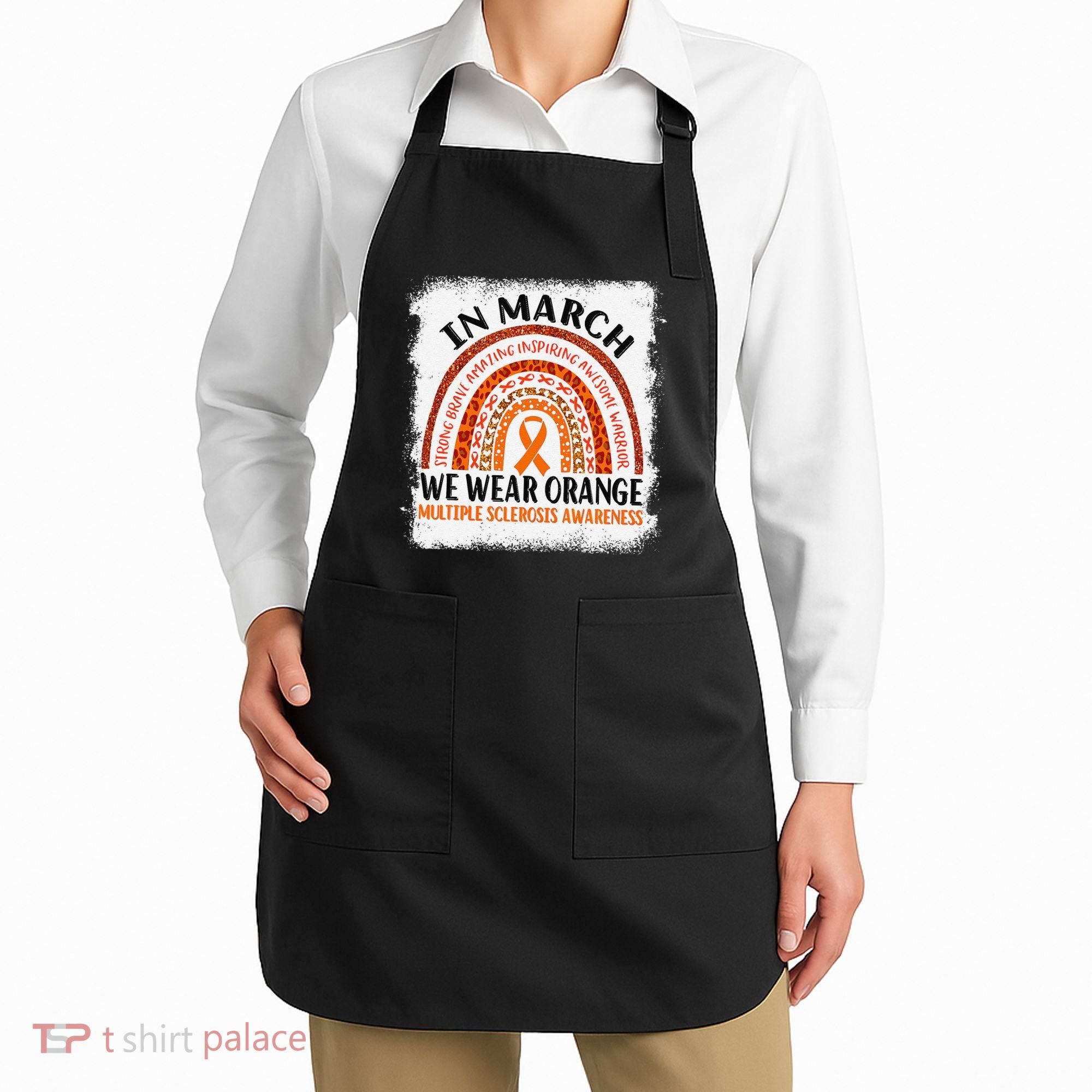 Multiple Sclerosis Awareness Ms Rainbow We Wear Orange Apron