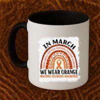 Multiple Sclerosis Awareness Ms Rainbow We Wear Orange Coffee Mug thumb 2