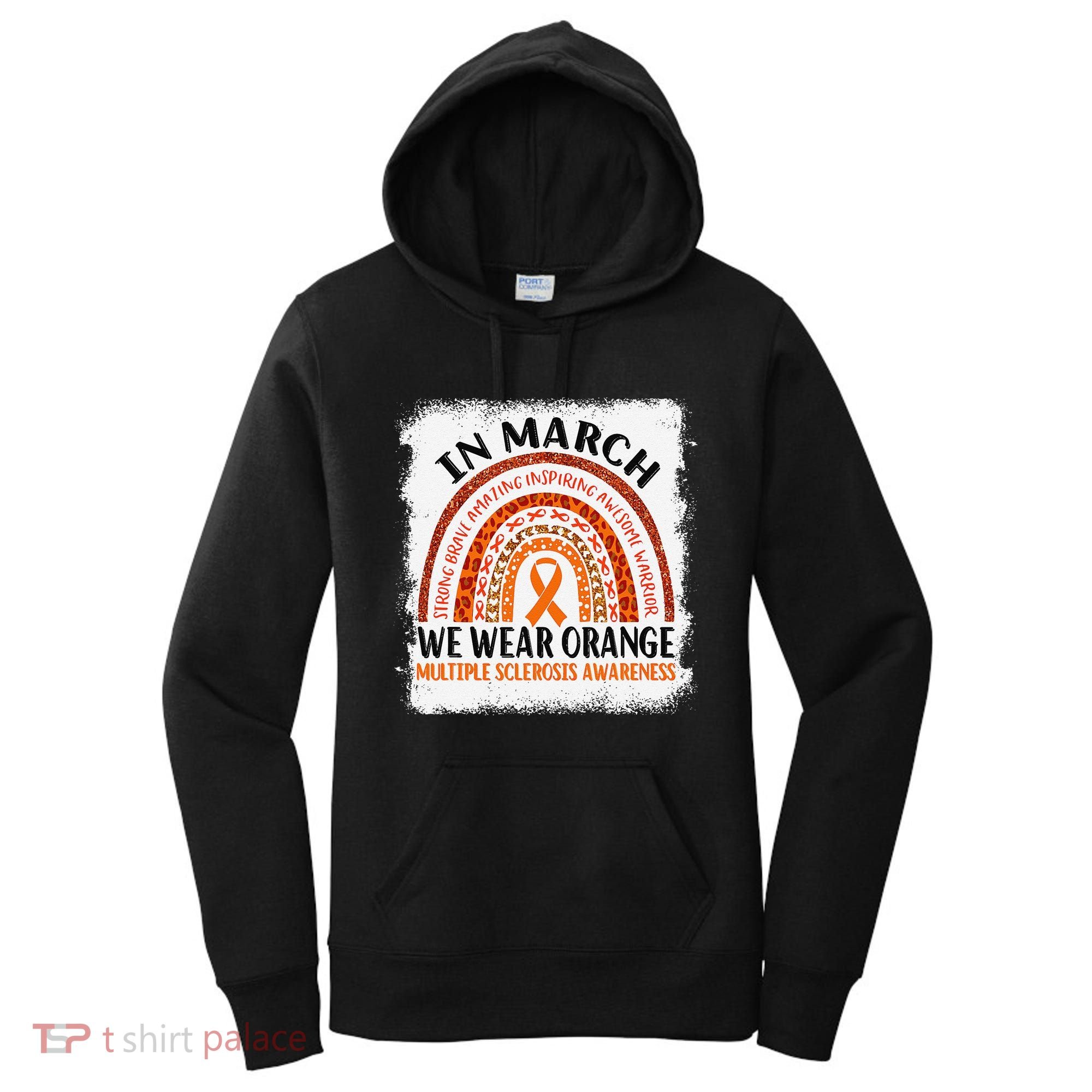 Multiple Sclerosis Awareness Ms Rainbow We Wear Orange Women's Hoodie