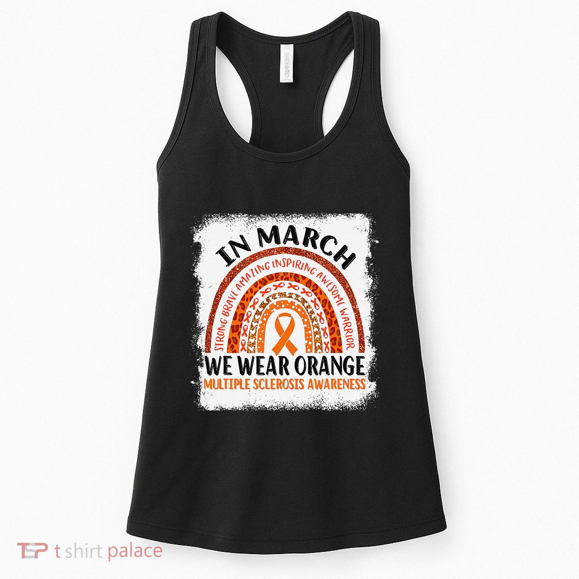 Multiple Sclerosis Awareness Ms Rainbow We Wear Orange Women's Tank Top