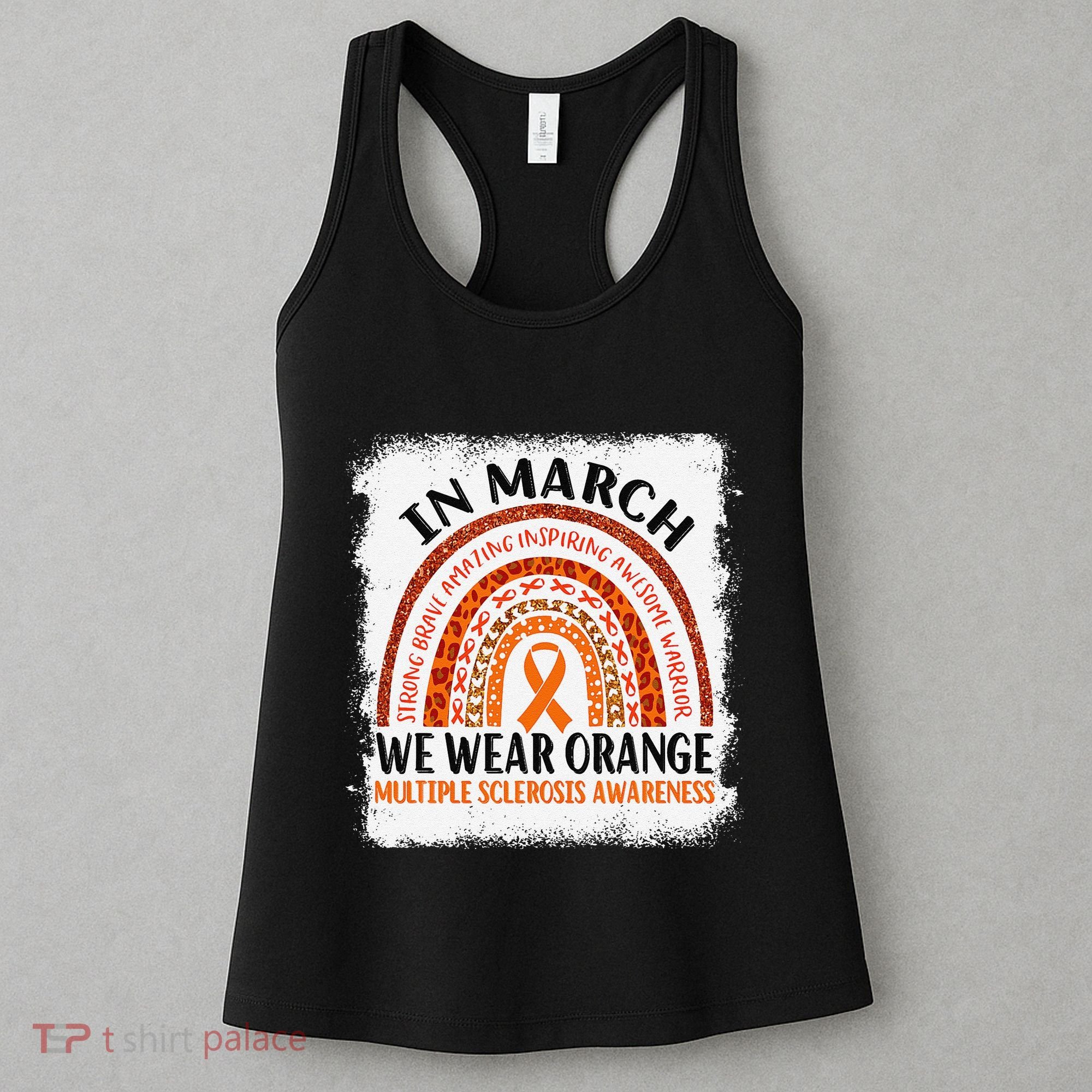 Multiple Sclerosis Awareness Ms Rainbow We Wear Orange Women's Tank Top