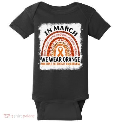Multiple Sclerosis Awareness Ms Rainbow We Wear Orange Baby Bodysuit