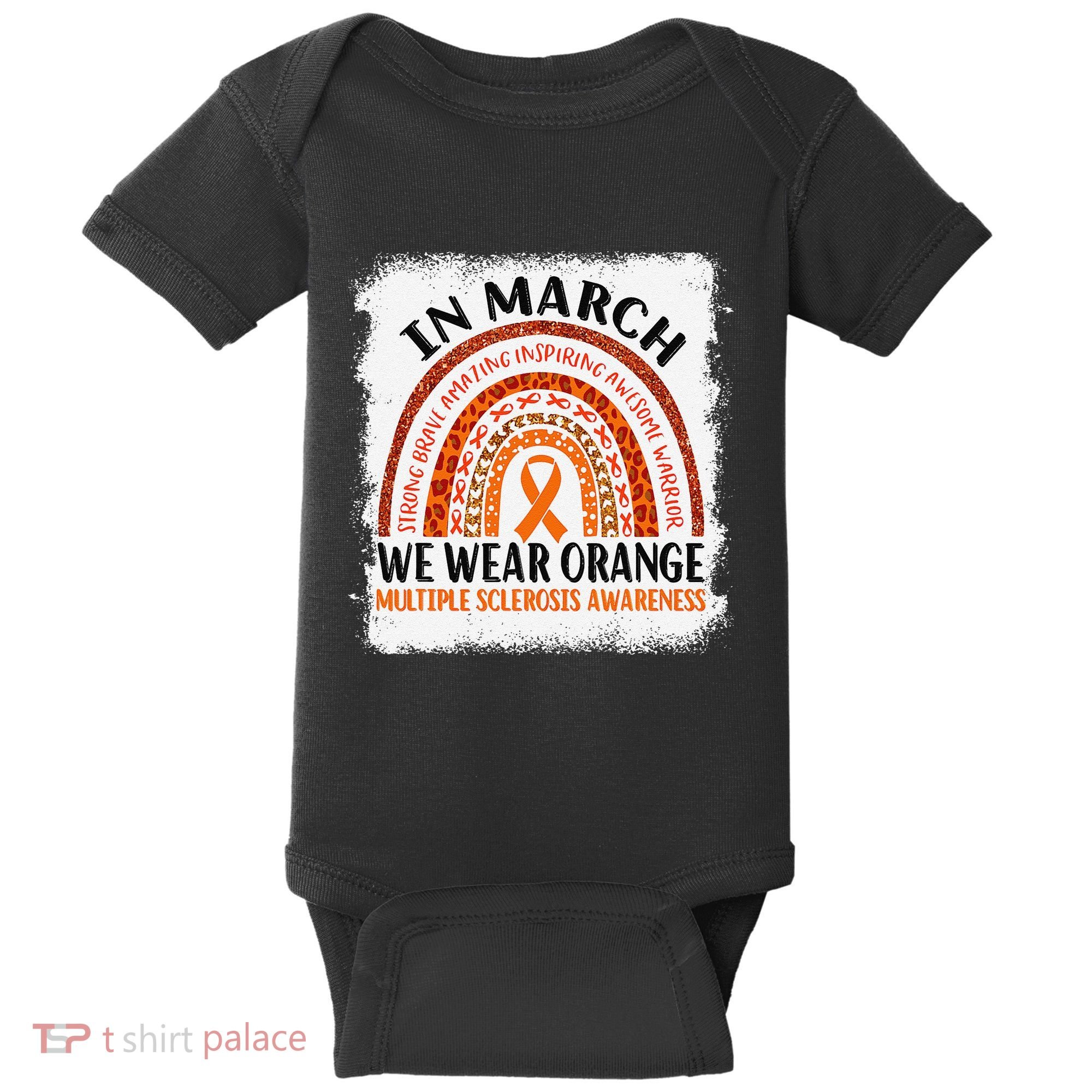 Multiple Sclerosis Awareness Ms Rainbow We Wear Orange Baby Bodysuit
