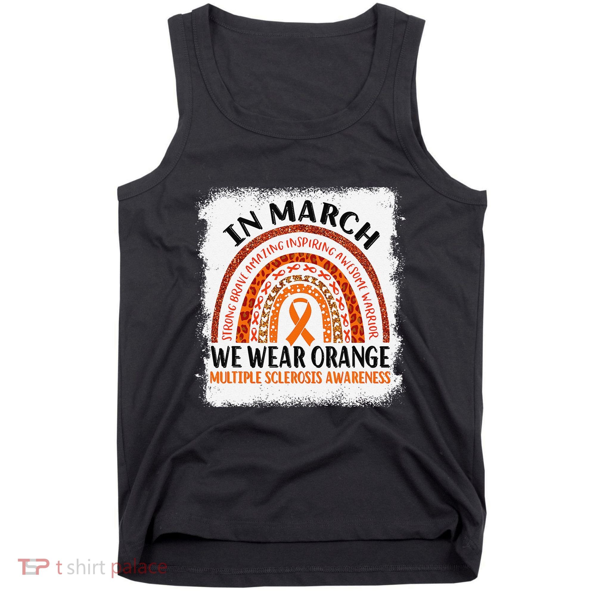 Multiple Sclerosis Awareness Ms Rainbow We Wear Orange Tank Top