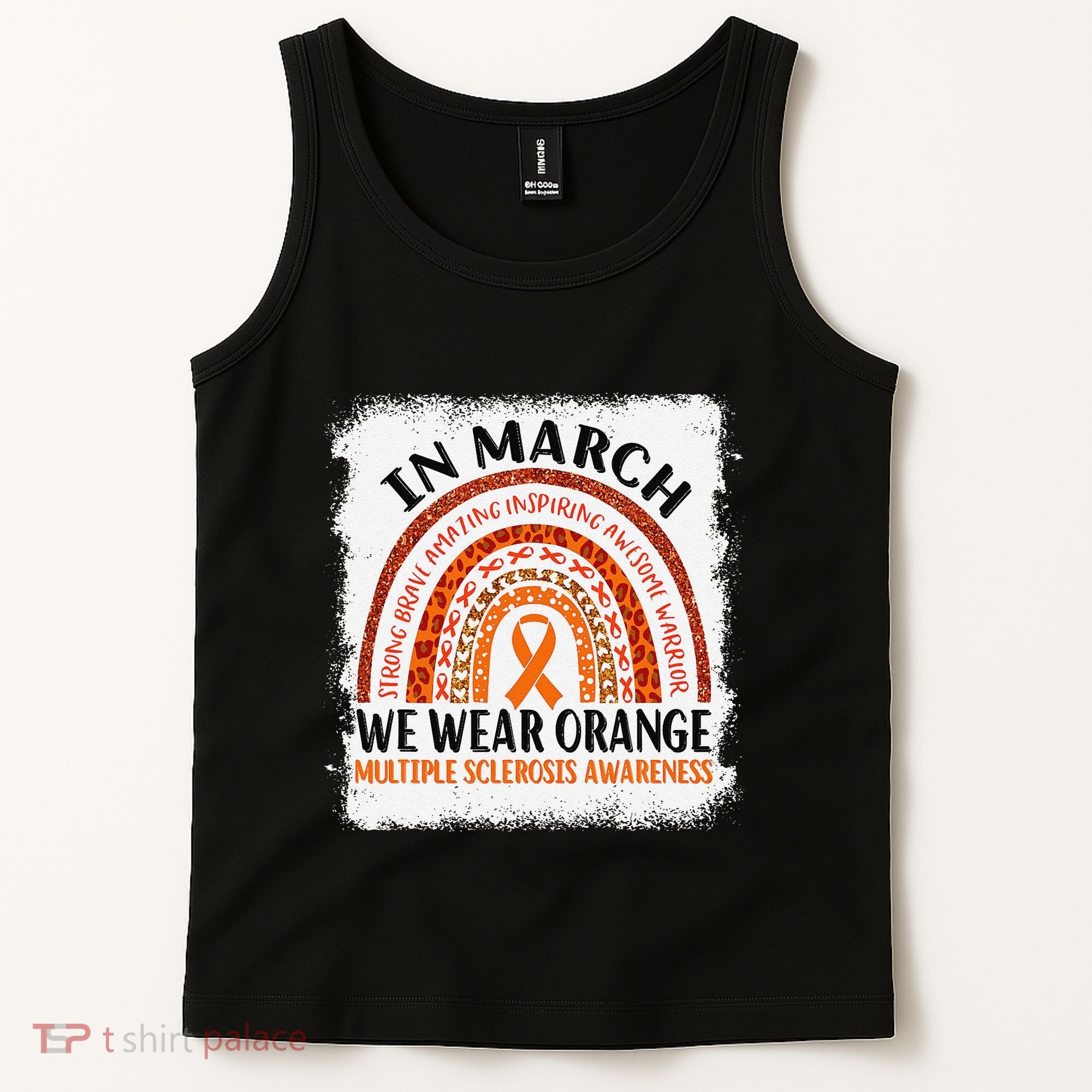 Multiple Sclerosis Awareness Ms Rainbow We Wear Orange Tank Top