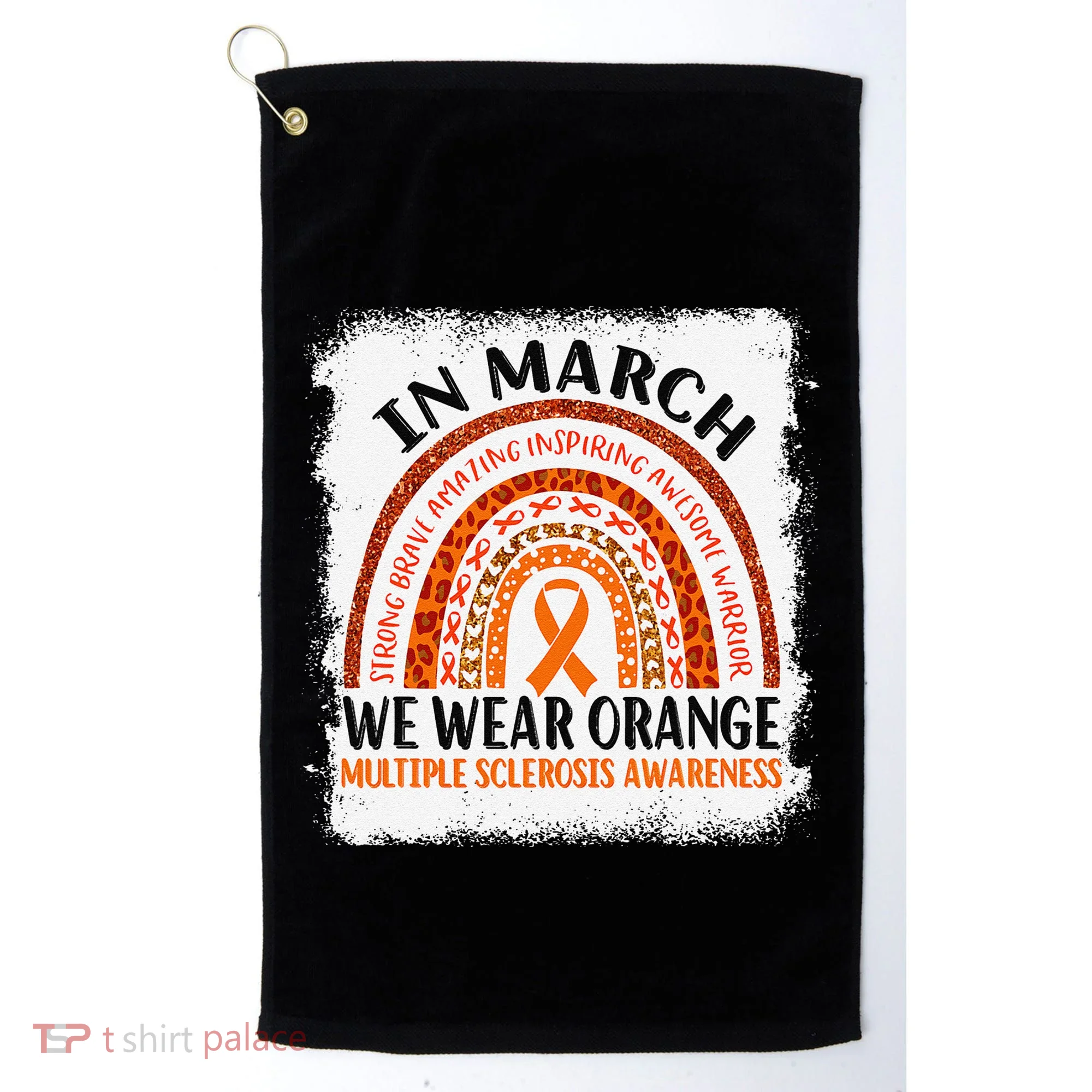 Multiple Sclerosis Awareness Ms Rainbow We Wear Orange Golf Towel