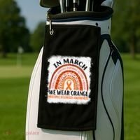 Multiple Sclerosis Awareness Ms Rainbow We Wear Orange Golf Towel thumb 2
