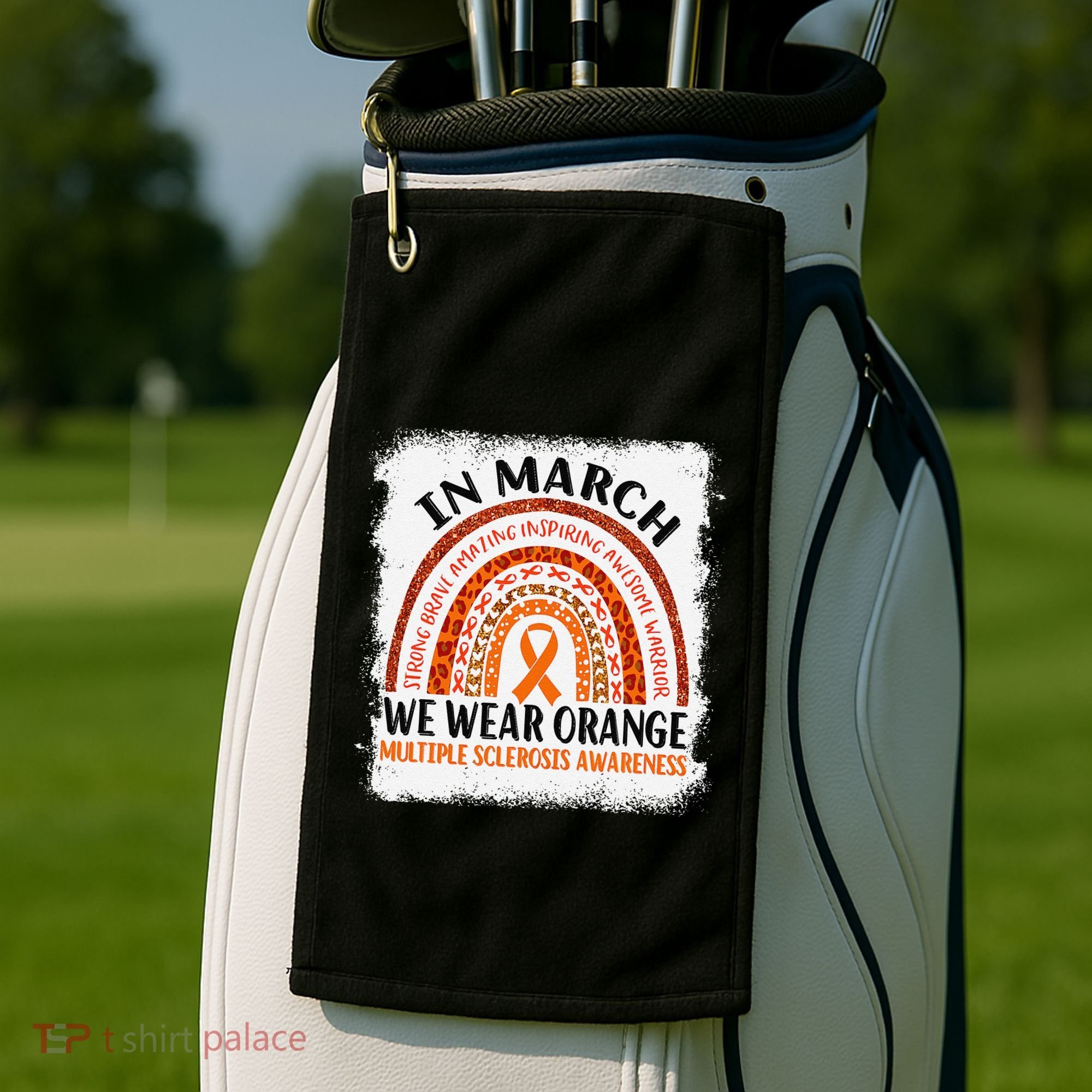 Multiple Sclerosis Awareness Ms Rainbow We Wear Orange Golf Towel