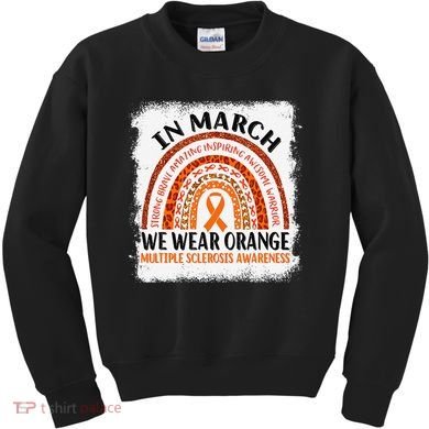 Multiple Sclerosis Awareness Ms Rainbow We Wear Orange Kids Sweatshirt