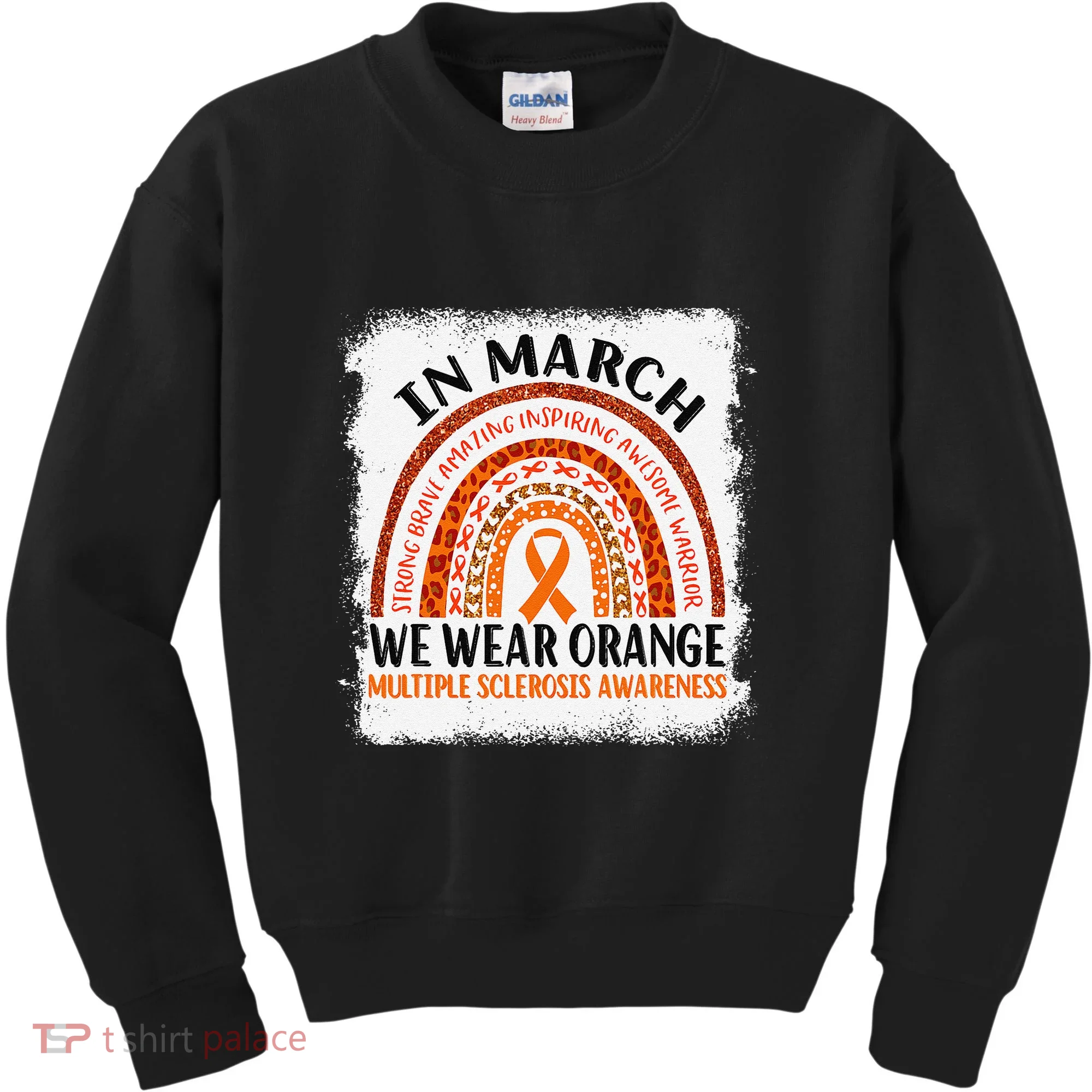 Multiple Sclerosis Awareness Ms Rainbow We Wear Orange Kids Sweatshirt