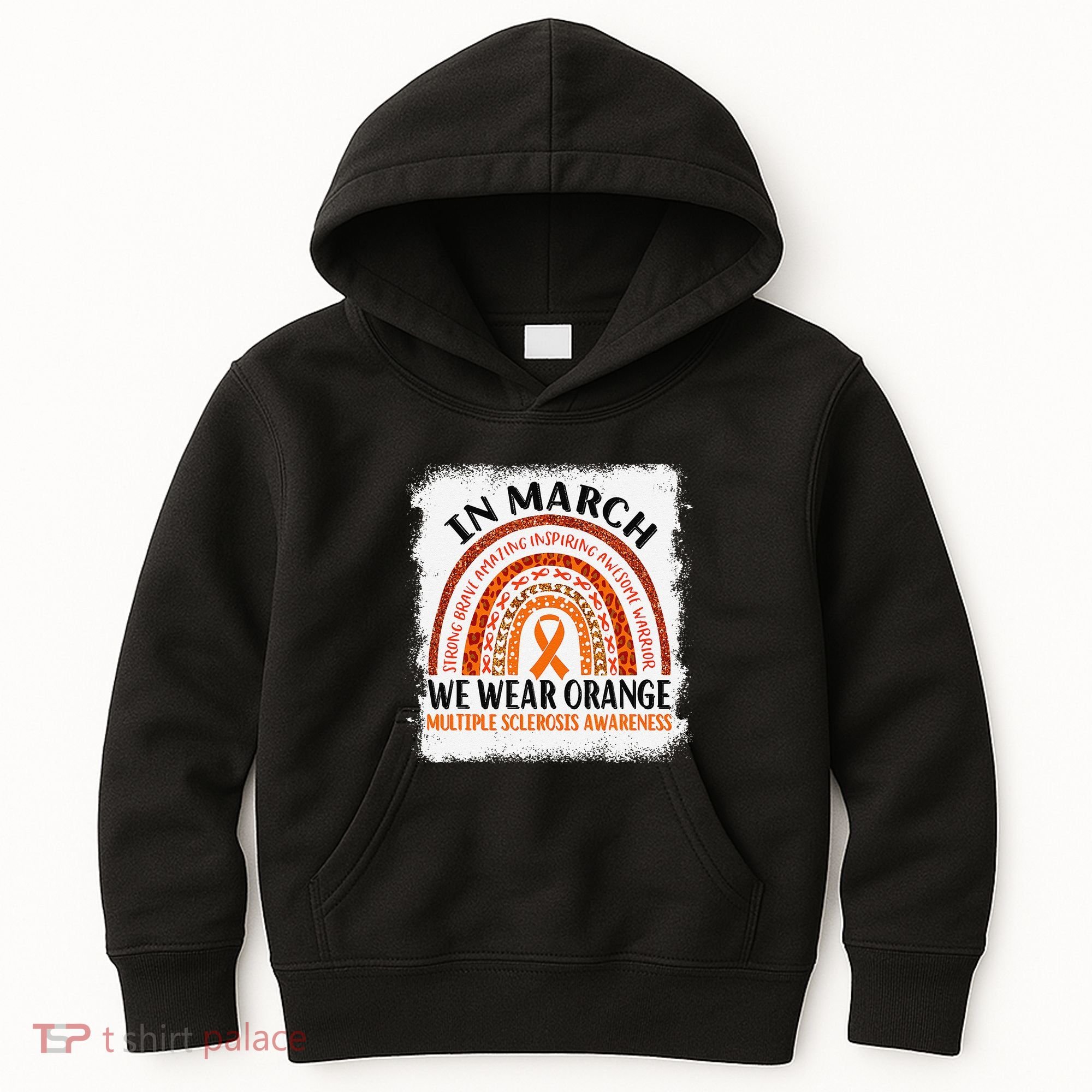 Multiple Sclerosis Awareness Ms Rainbow We Wear Orange Kids Hoodie