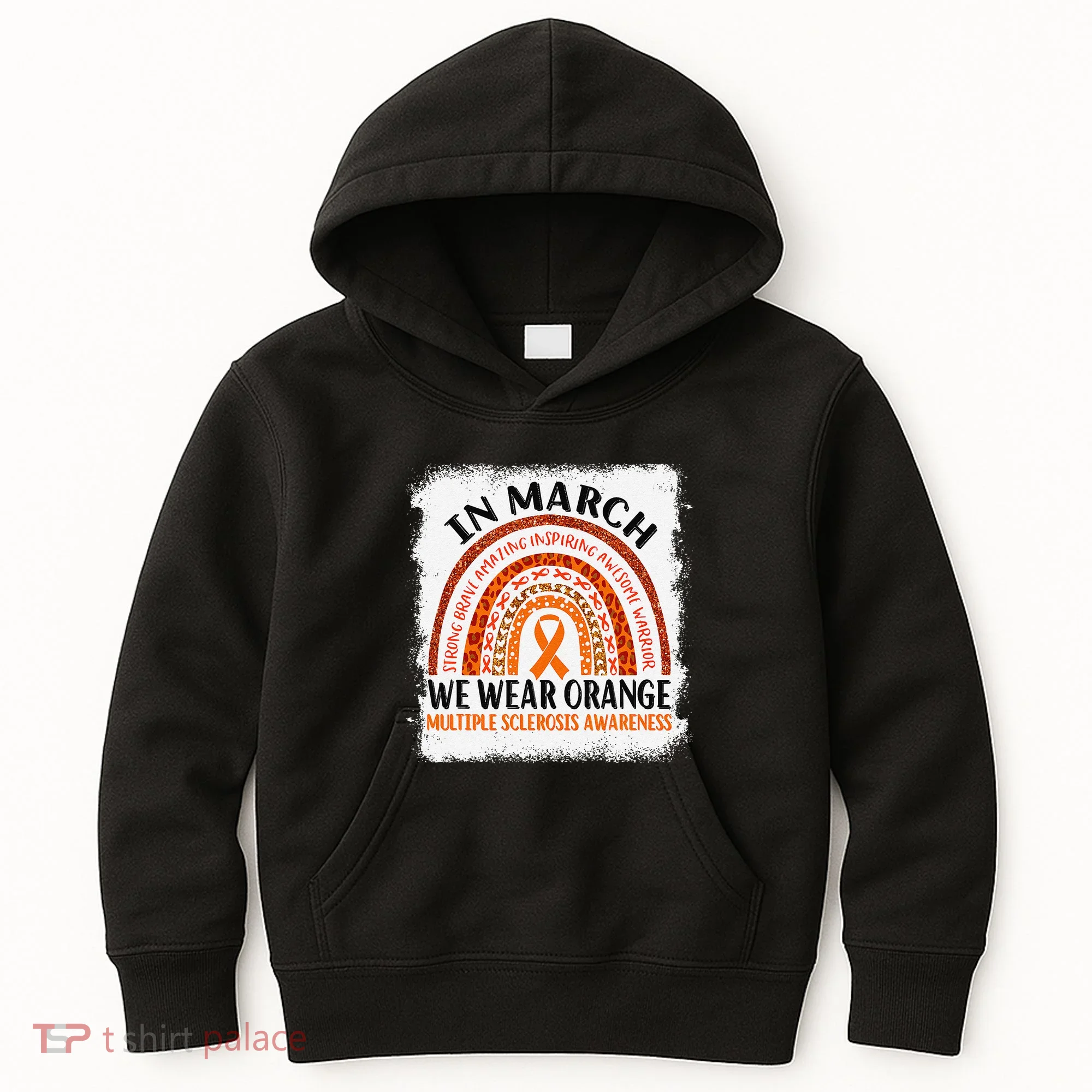 Multiple Sclerosis Awareness Ms Rainbow We Wear Orange Kids Hoodie