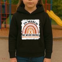 Multiple Sclerosis Awareness Ms Rainbow We Wear Orange Kids Hoodie thumb 3